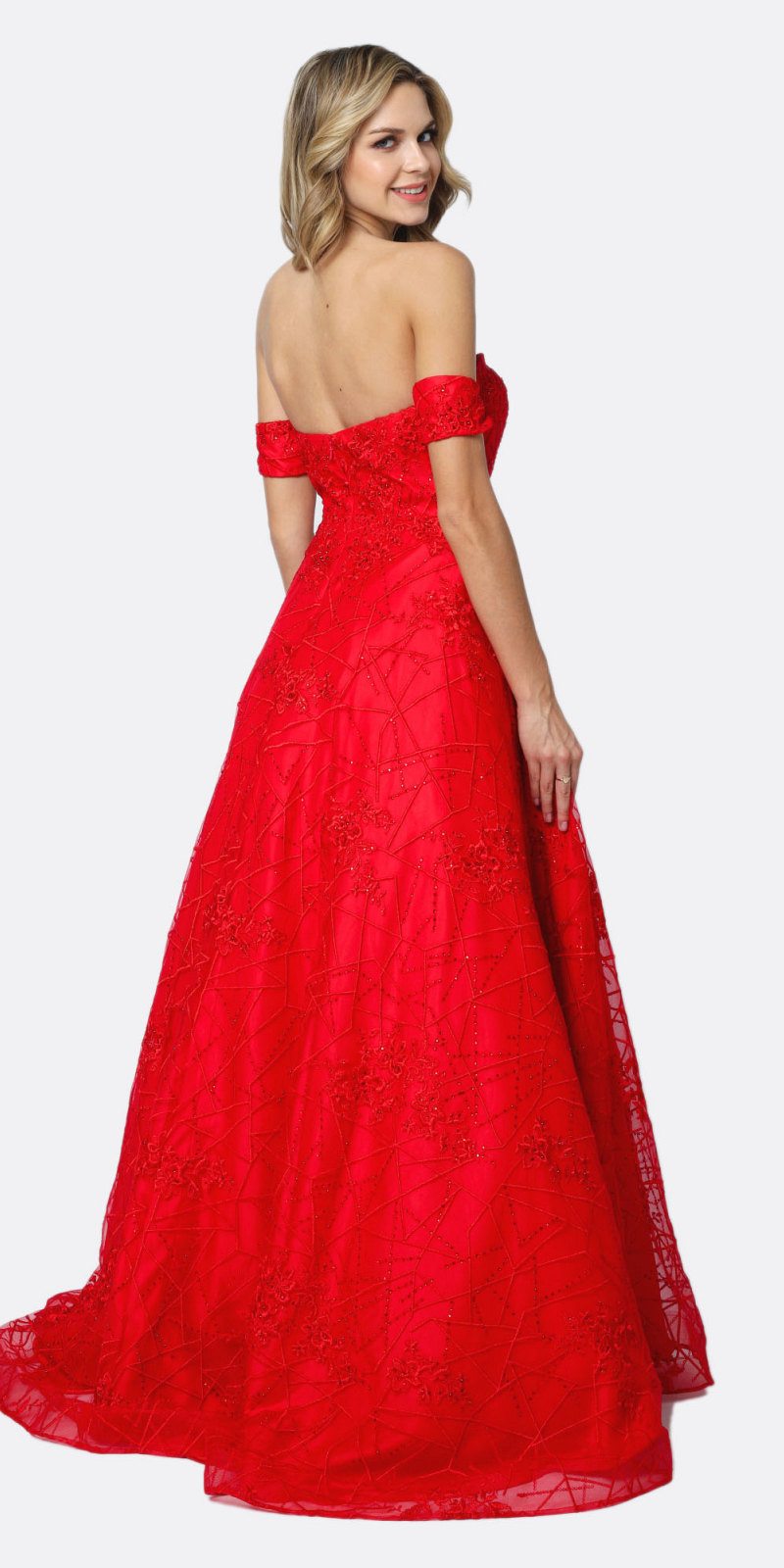 Juliet 692 Long Embroidered Lace Ball Gown Dress With Arm Band by DiscountDressShop