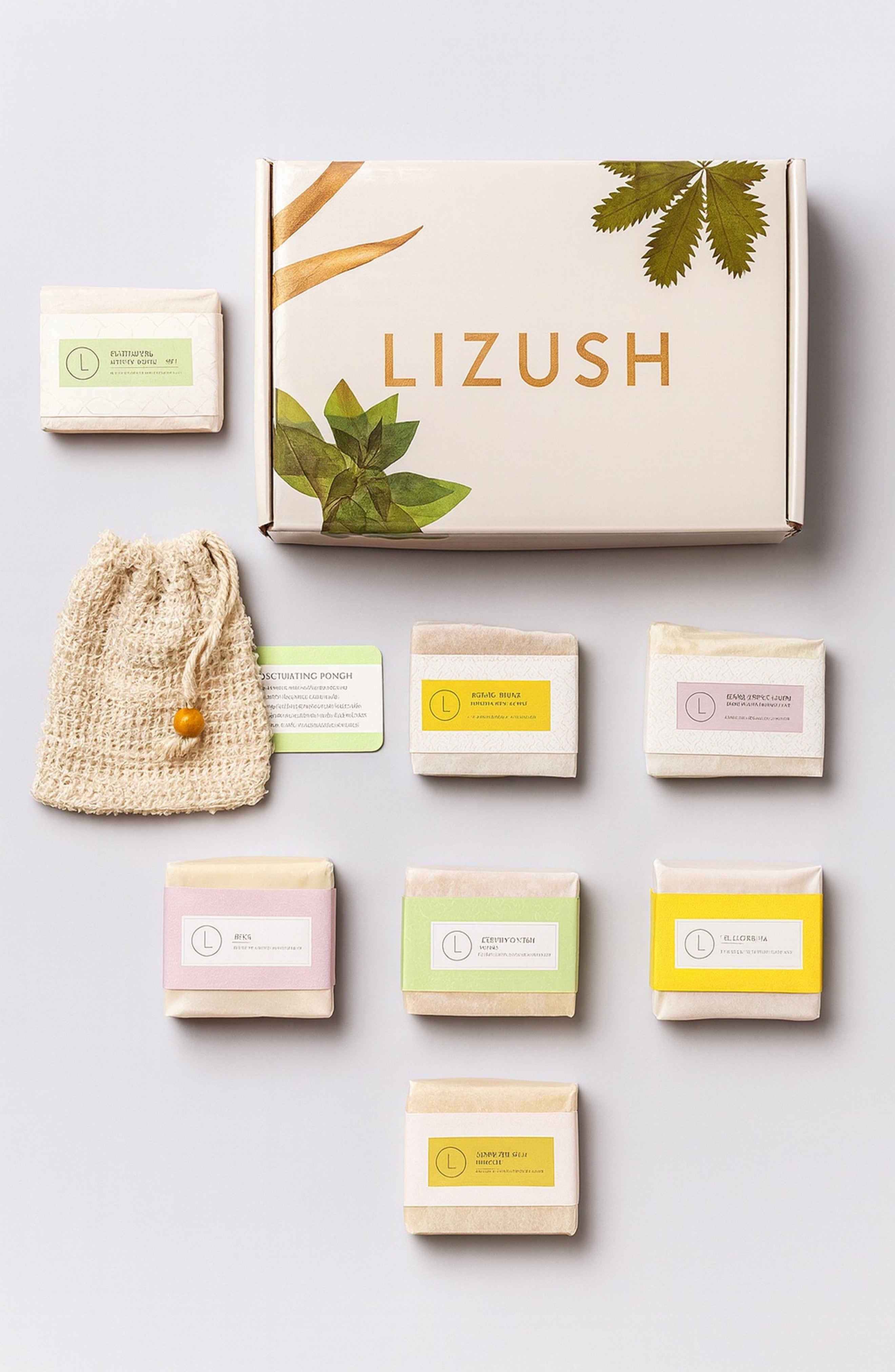 Set of 6 Handmade cold process ,Natural Soap Bars in gift Set box by Lizush