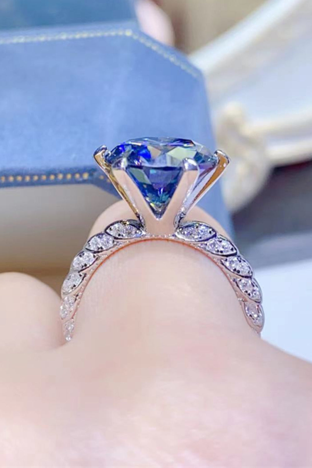 5 Carat Cobalt Blue Blue Brilliant Round Cut Sparkala™ Platinum Over Pure Sterling Silver Ring by Sparkala