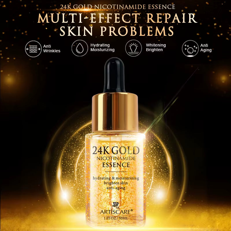 24K Gold Skincare SET Face Cream Moisturizing Serum Dark Circles Essence Korean Skin Care Products by Korean Skin Care