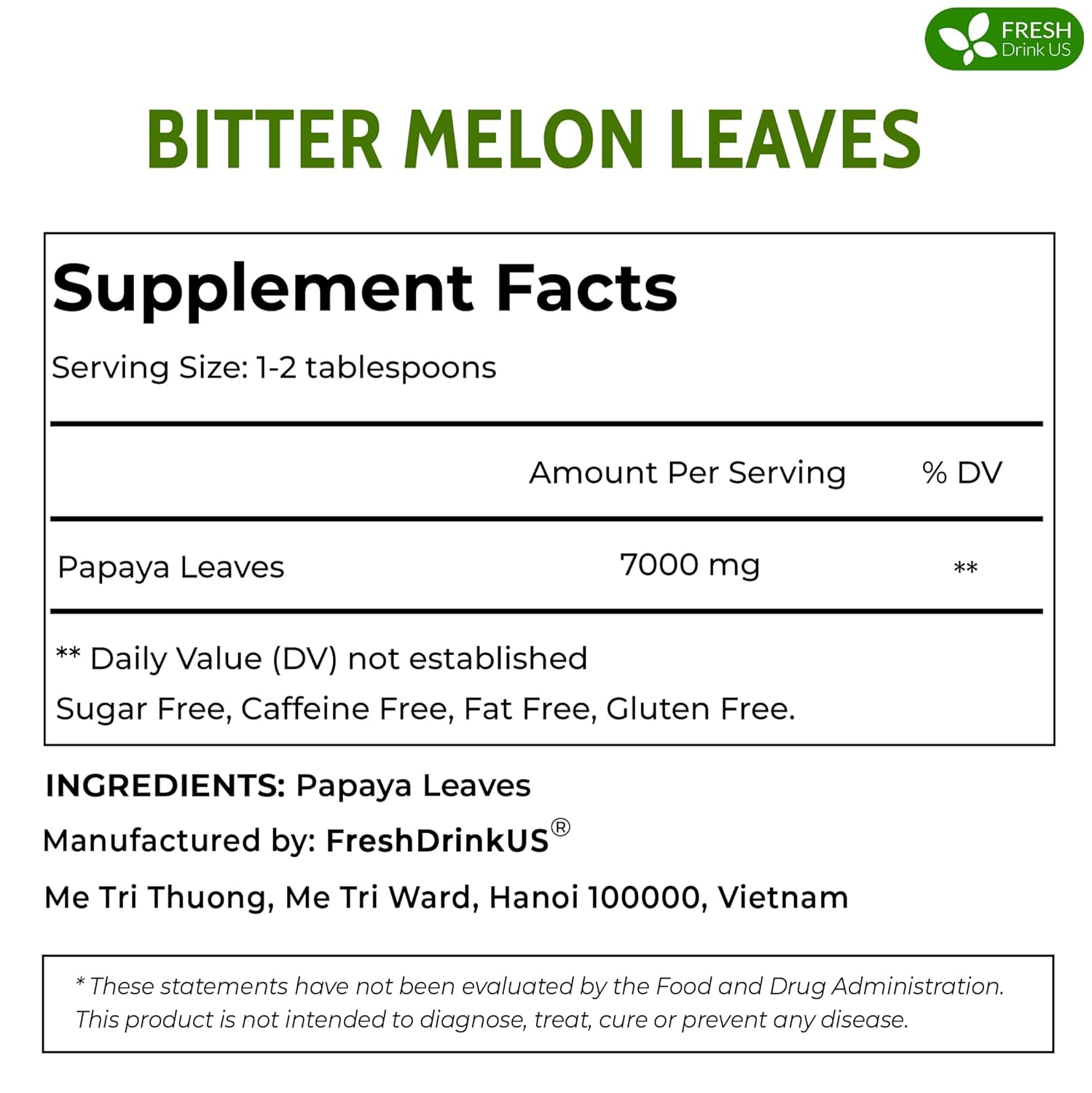 Premium Papaya Dried Leaves, Papaya Loose Leaf Herbal Tea, No Additives, No Caffeine, Vegan by FreshDrinkUS - Natural and Premium Herbal Tea