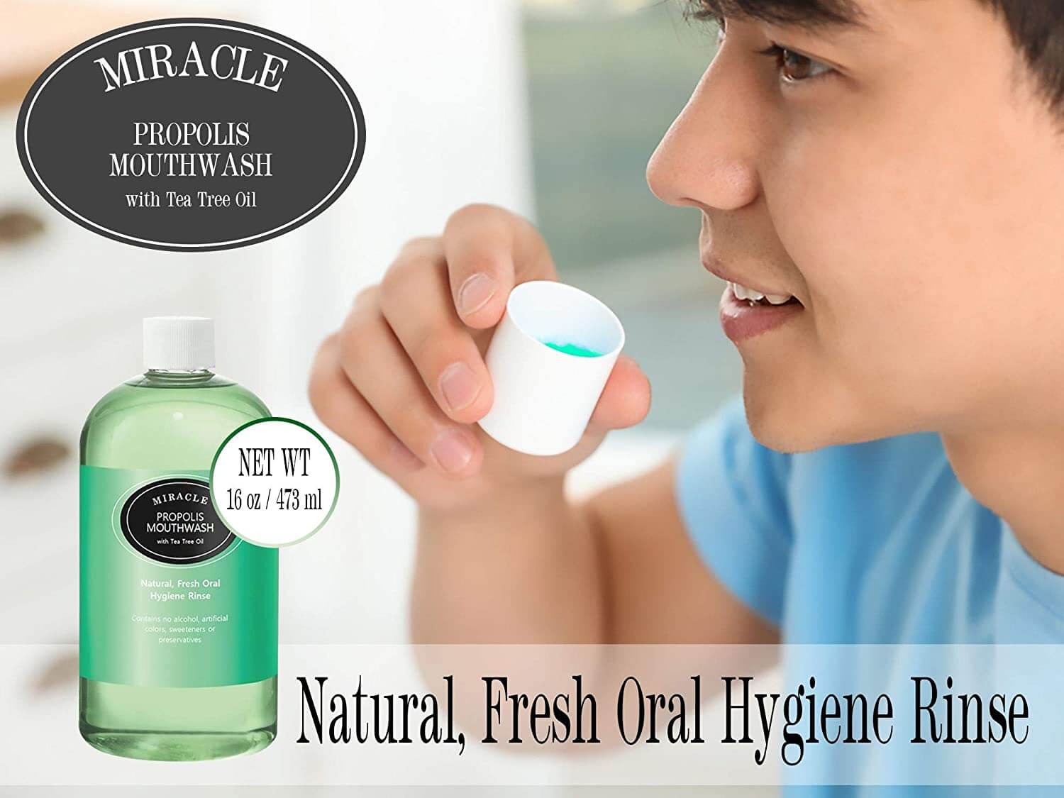 Holocuren Miracle Propolis Mouthwash with Tea Tree Oil – Fluoride-Free, 16 oz by HOLOCUREN - Official Website