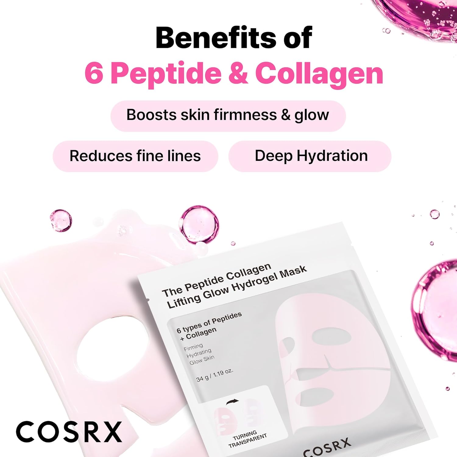 Cosrx The Peptide Collagen Lifting Glow Hydrogel Mask by AsiaBeautyMall