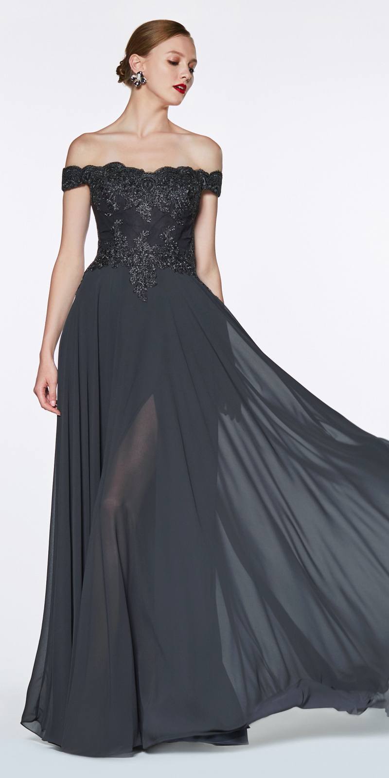 Cinderella Divine 7258W Off The Shoulder Long Gown by DiscountDressShop