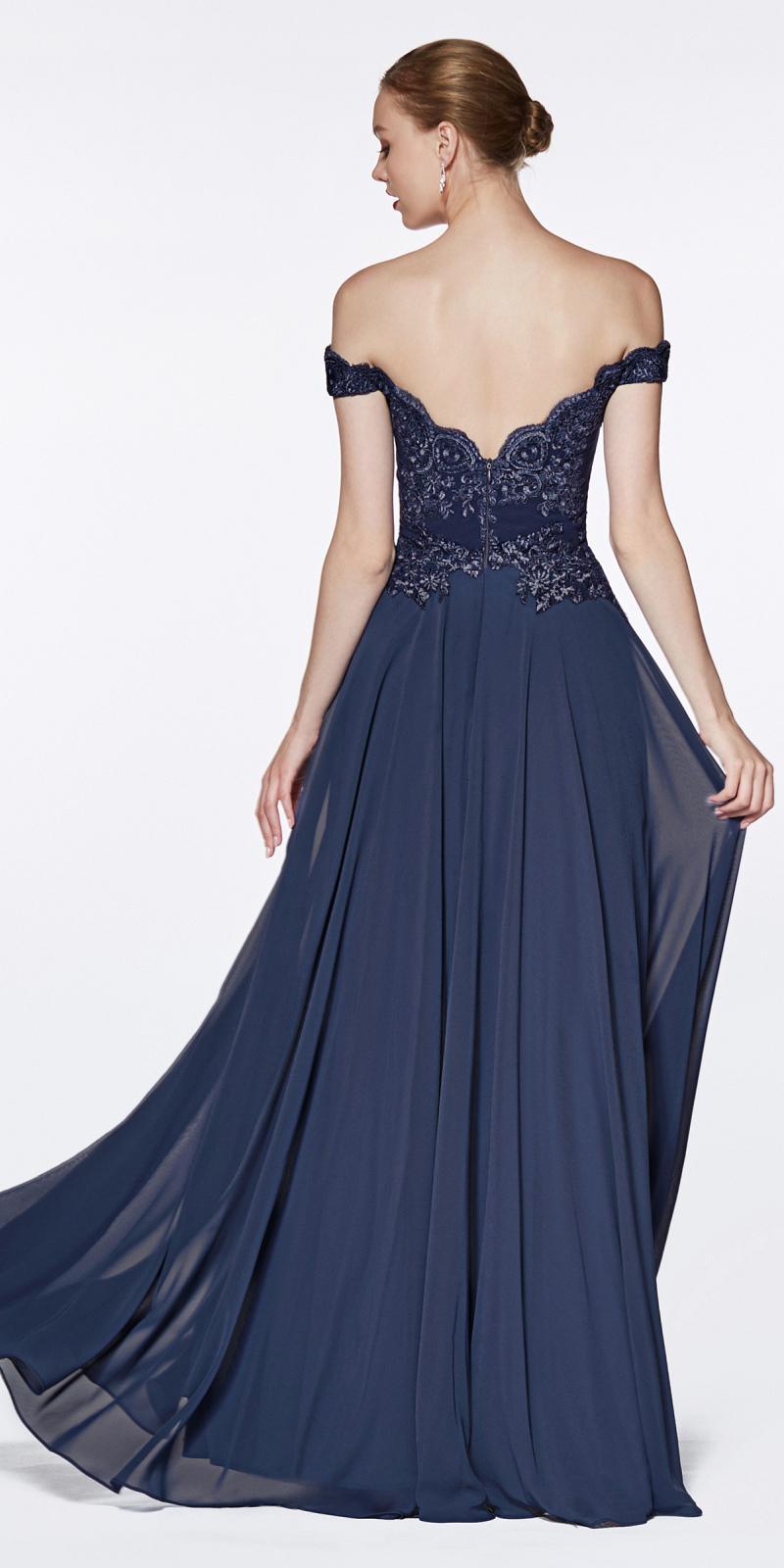 Cinderella Divine 7258W Off The Shoulder Long Gown by DiscountDressShop