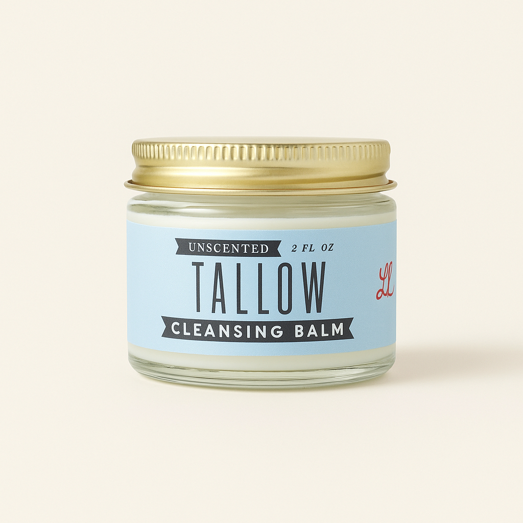 Unscented Tallow Cleansing Balm | Natural Makeup Remover & Deep Moisturizing Cleanser | Grass-Fed Beef Tallow with Castor Oil by Lady May Tallow