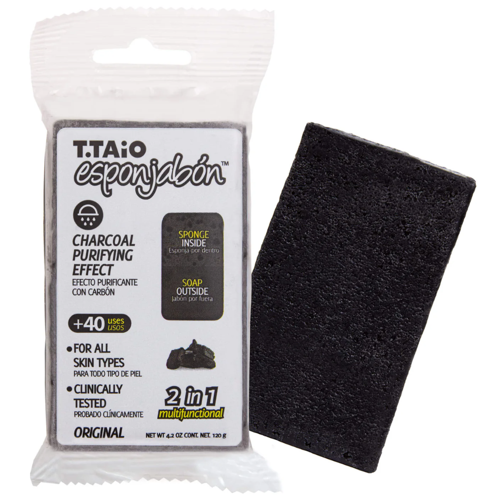 T.Taio Esponjabón Charcoal Purifying Effect Soap Sponge (4.2oz) by Farmacias Savia