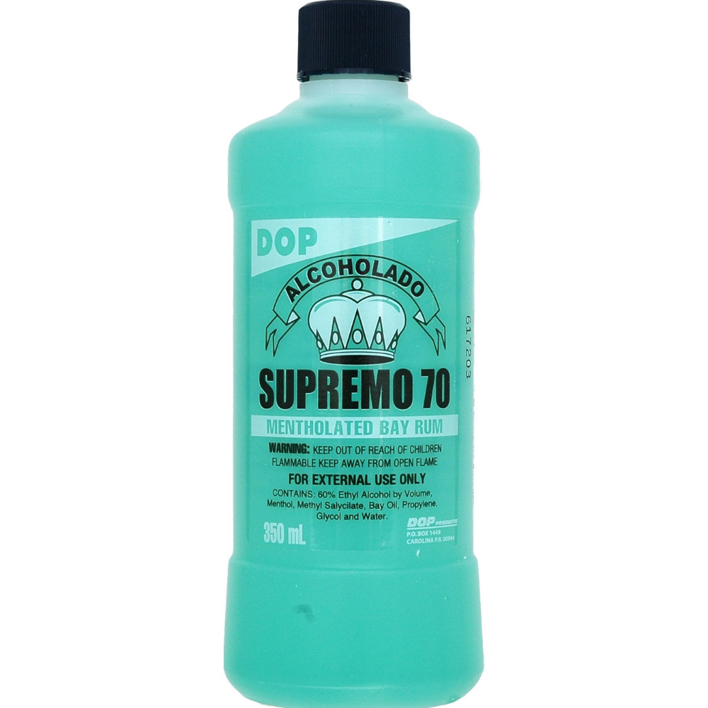 DOP Alcoholado Supremo 70 Mentholated Bay Rum Blue (350 mL) by Farmacias Savia