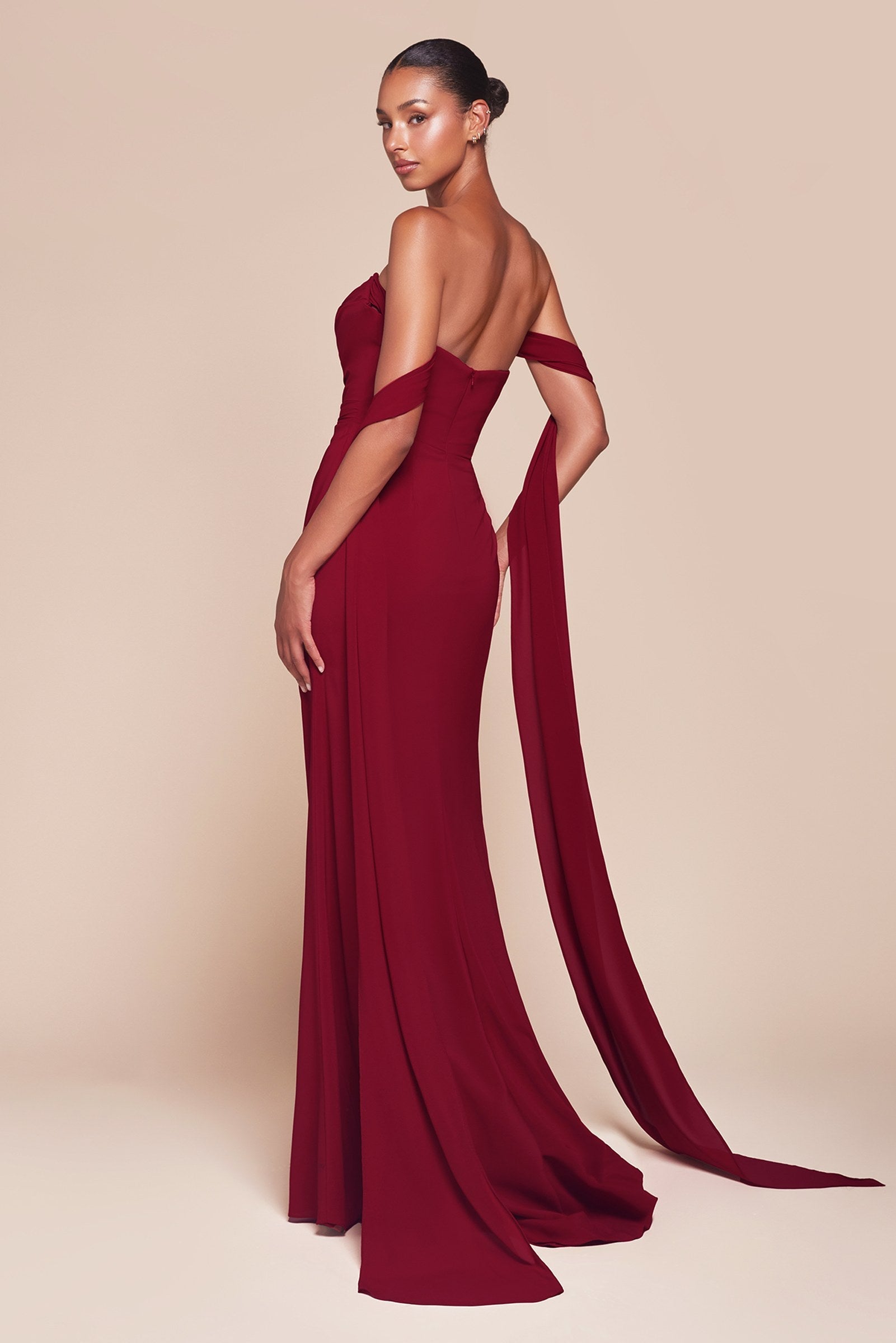 Ladivine 7433 Dress Versatile Tie Chiffon Strapless Dress by DiscountDressShop