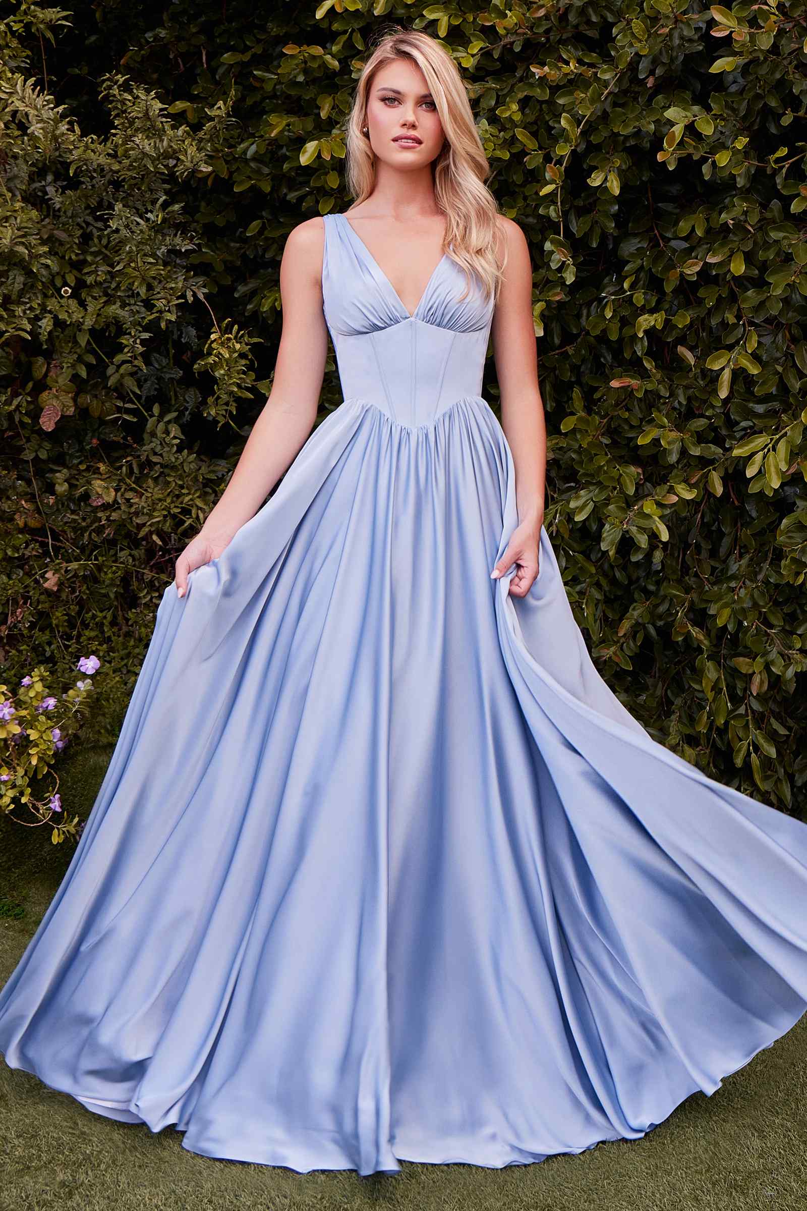 Ladivine 7447 Dress A-Line Soft Satin Gown by DiscountDressShop