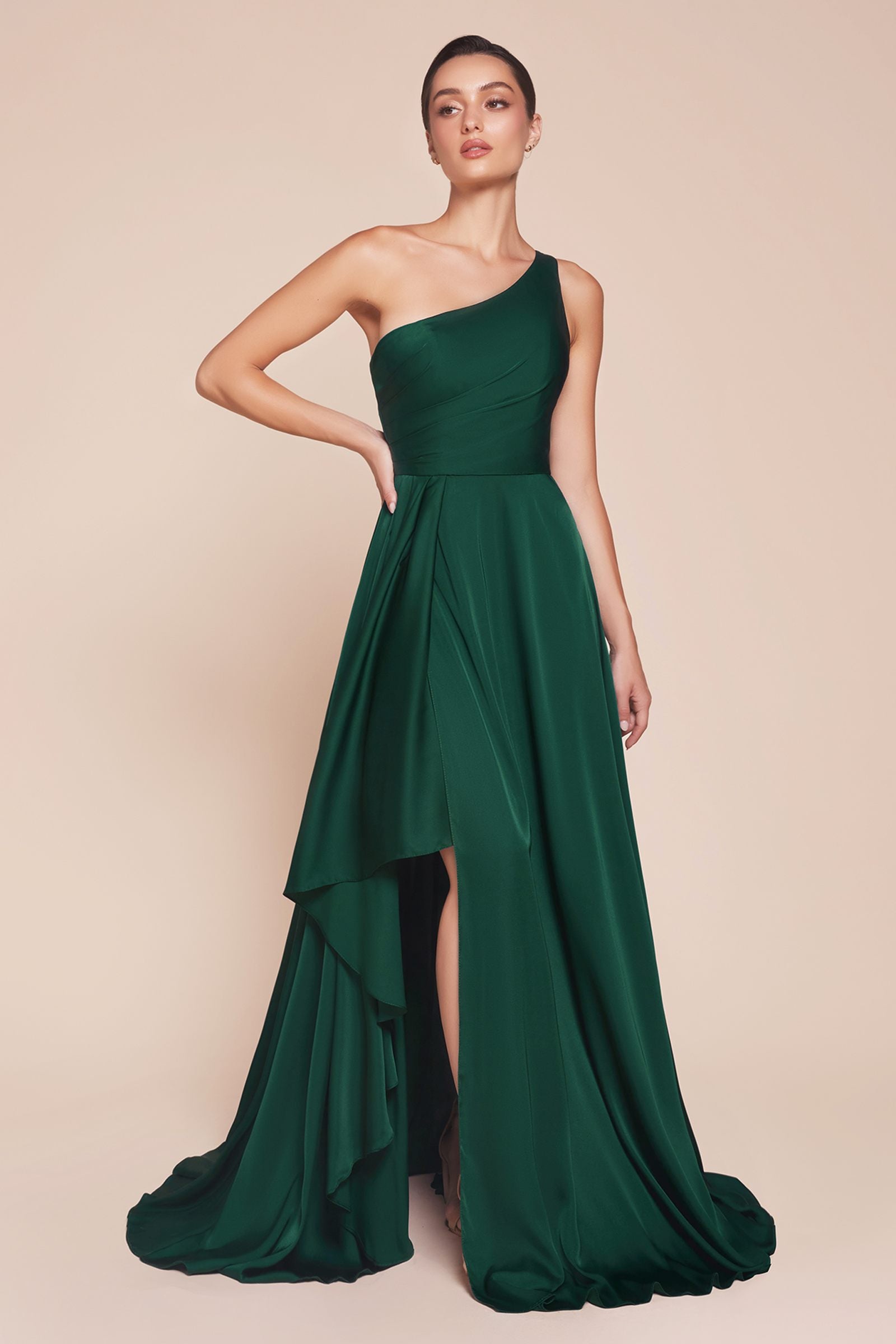 Ladivine 7450 Dress One Shoulder Satin A-Line Gown by DiscountDressShop