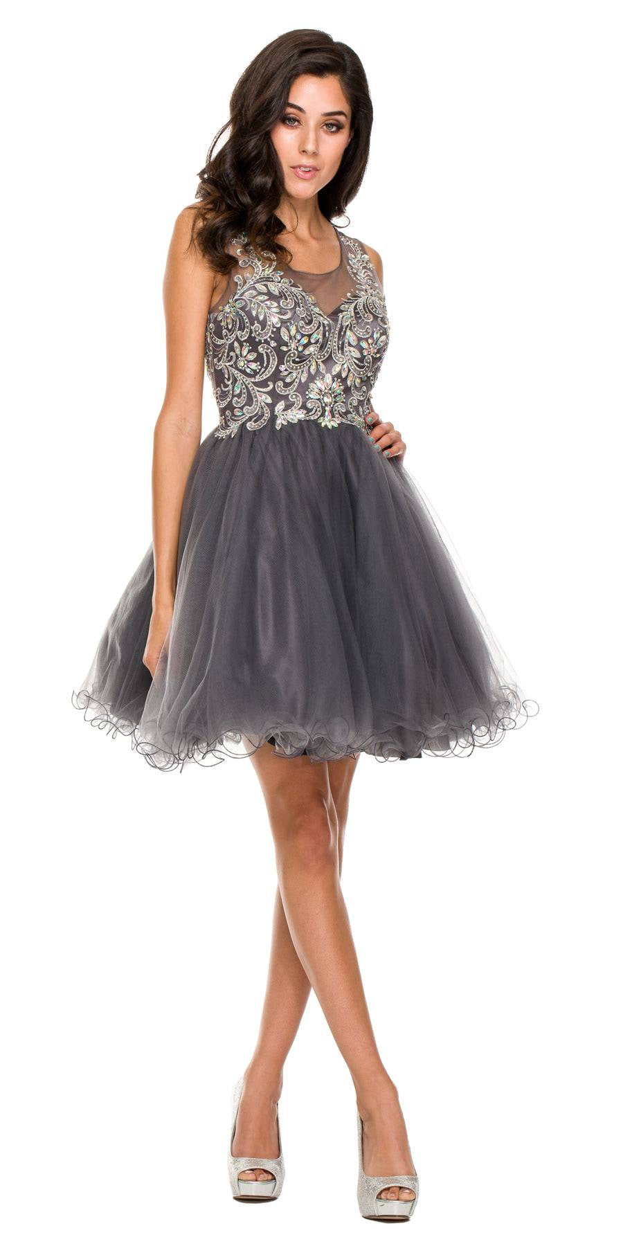 Juliet 749 Poofy A Line Short Dress Tulle Embroidery by DiscountDressShop