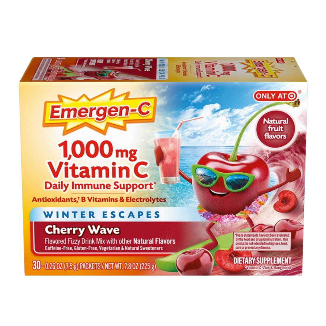 Emergen-C Vitamin C 1000mg Powder Cherry Wave (30 Count) by Farmacias Savia