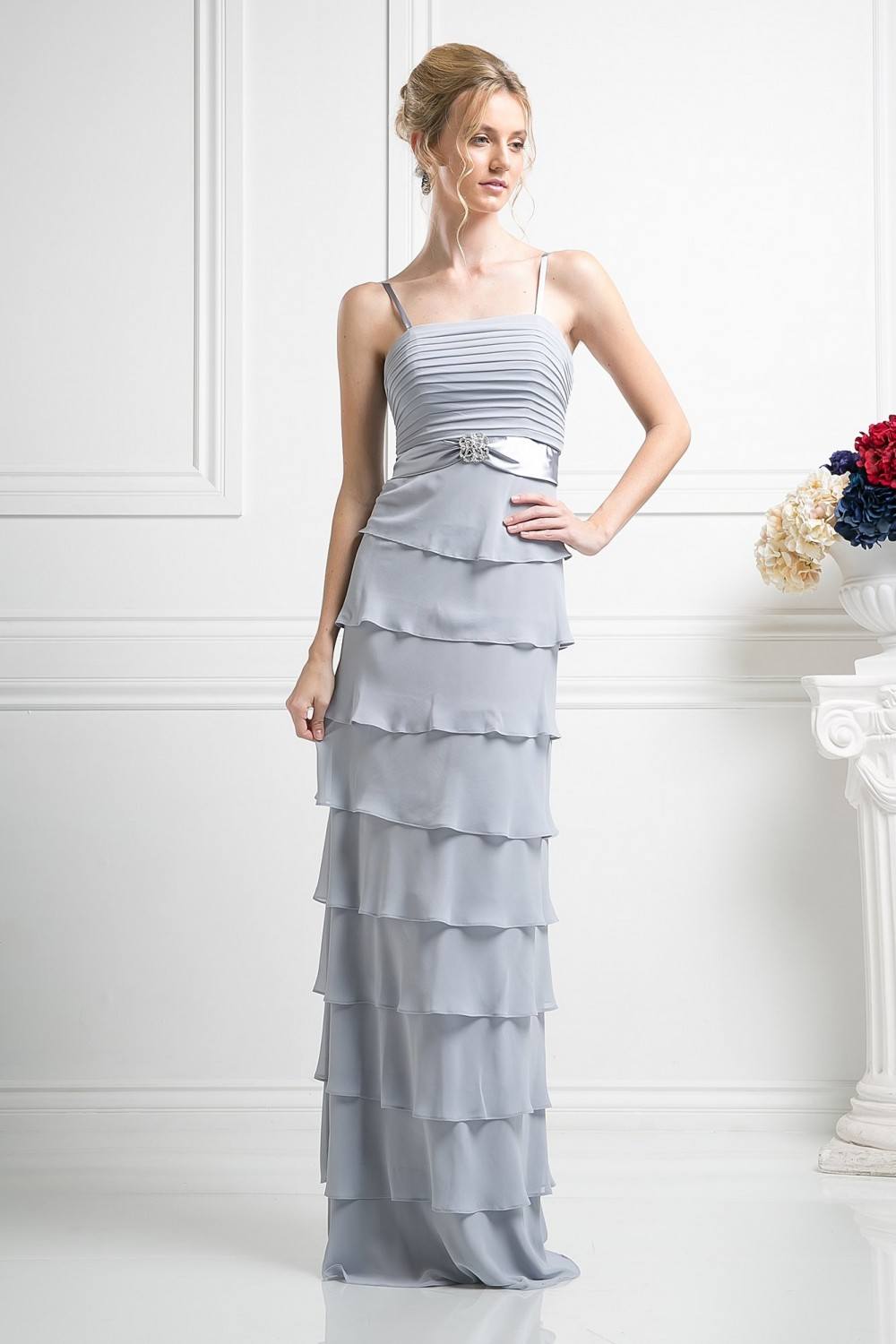 CLEARANCE - Cinderella Divine 7731 Long Tiered Skirt Layered Dress Jacket (Size M) by DiscountDressShop