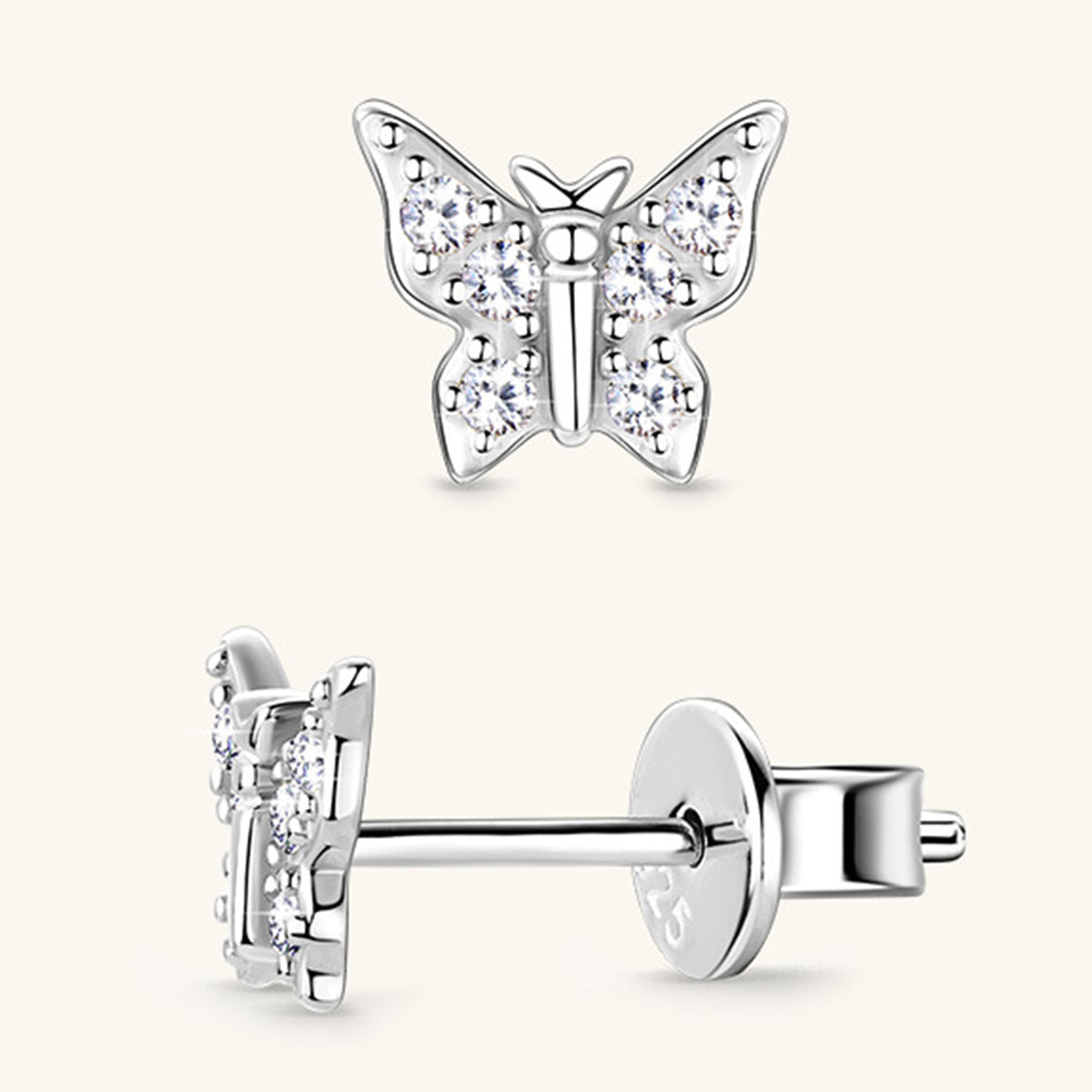 Sparkala™ Pure Sterling Silver Butterfly Stud Earrings by Sparkala