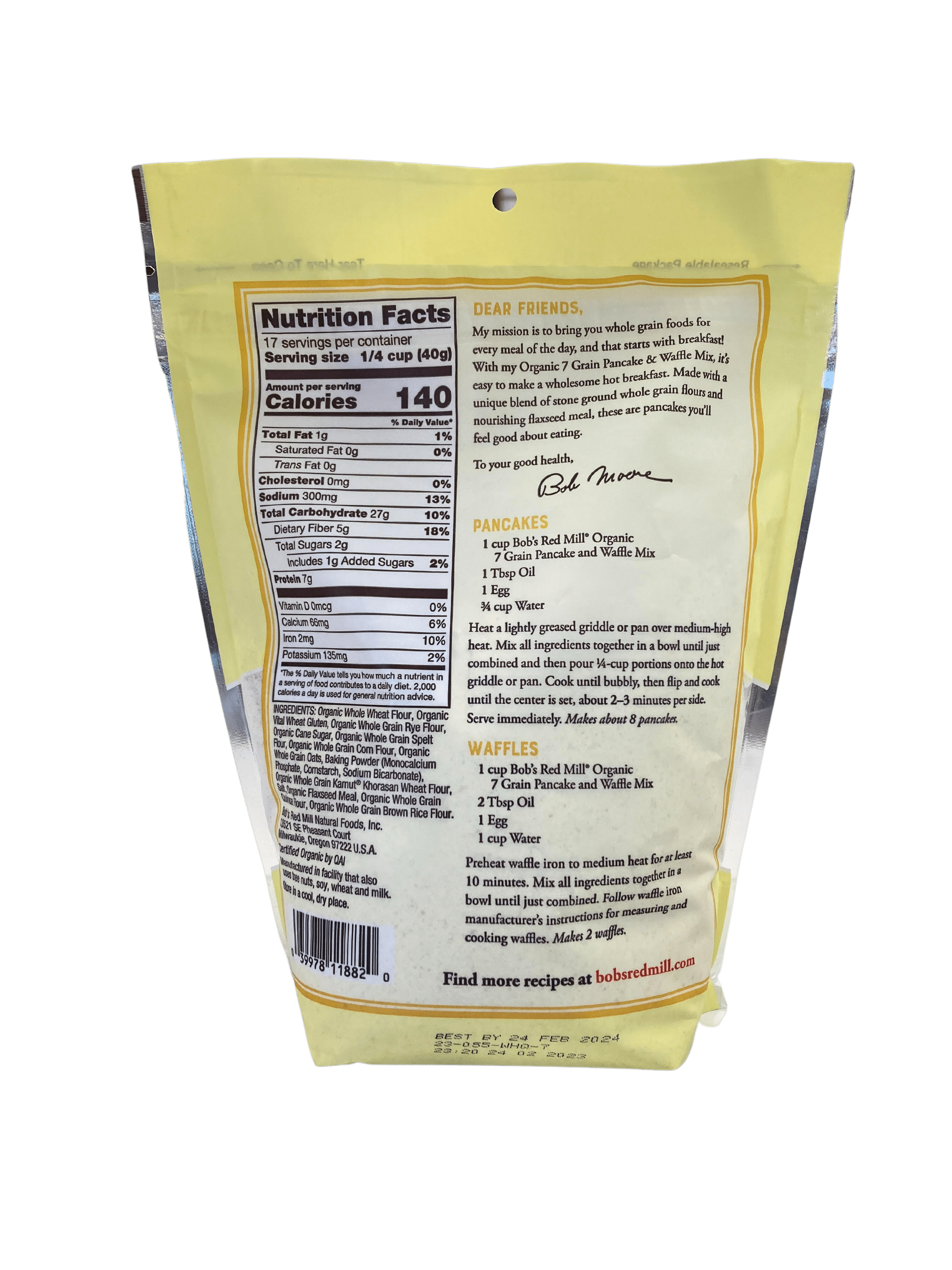 Pancake & Waffle Mix, Multi-Grain, Organic, Bob&