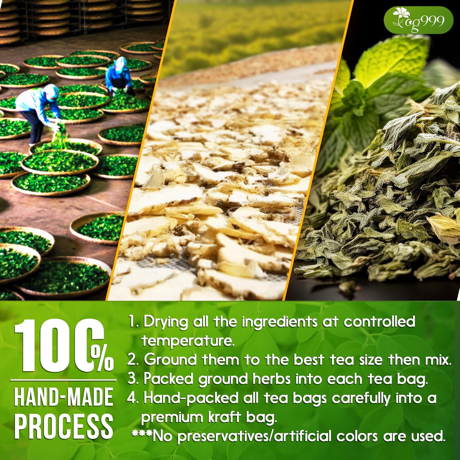 Premium Moringa Ginger Peppermint Herbal Tea by FreshDrinkUS - Natural and Premium Herbal Tea
