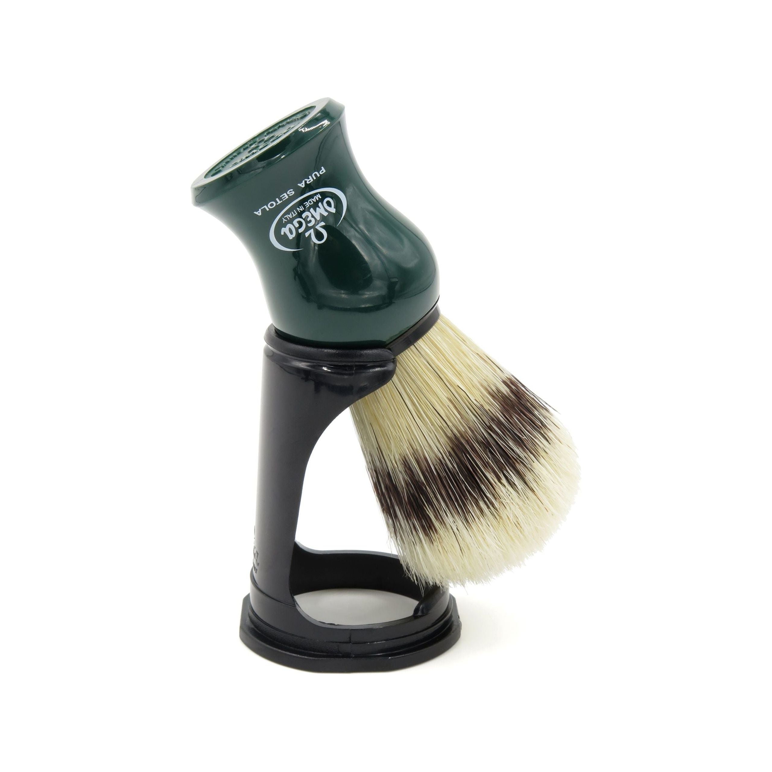 Omega Pure Bristle Shaving Brush With Stand (Assorted Colors)