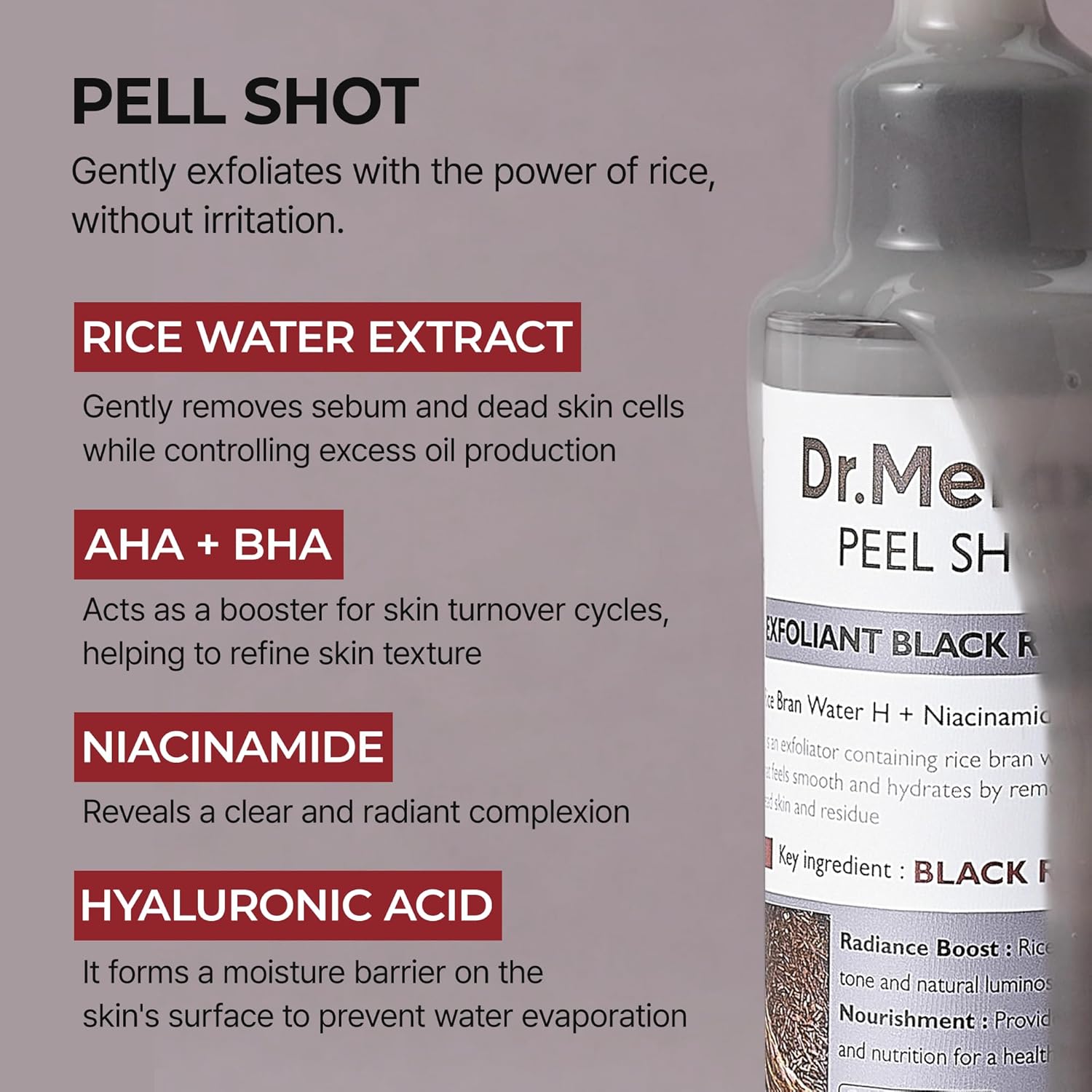 Dr. Melaxin Peel Shot Exfoliant Black Rice Ampoule by AsiaBeautyMall