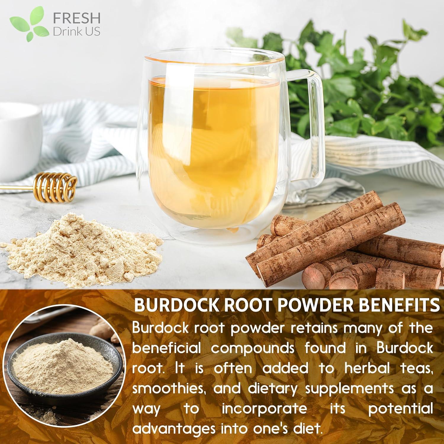 Burdock Root Powder, Burdock Root Extract, 100% Natural & Pure from Burdock Root, Burdock Root Herbal Tea, No Additives, No Caffeine, Vegan by FreshDrinkUS - Natural and Premium Herbal Tea