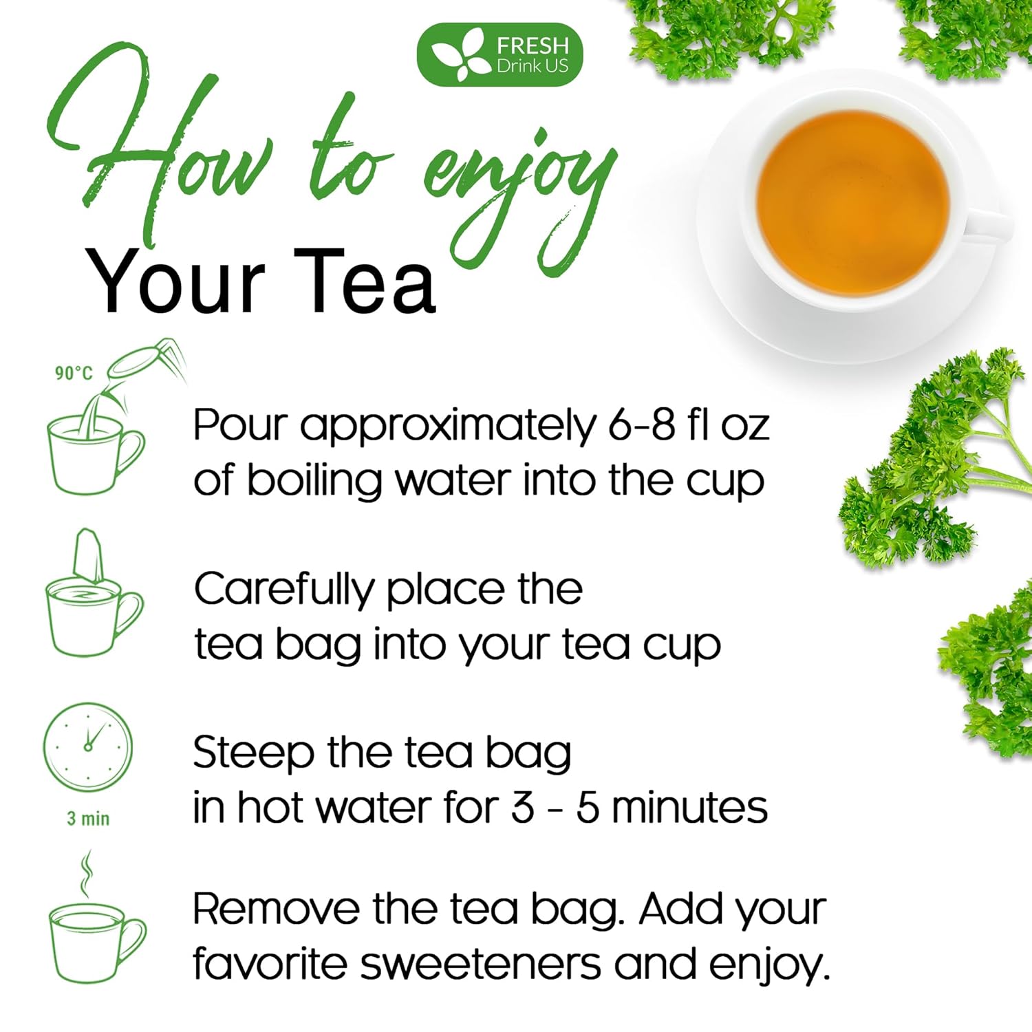 Premium Parsley Leaf Tea Bags, 100% Natural & Pure from Parsley Leaves. by FreshDrinkUS - Natural and Premium Herbal Tea