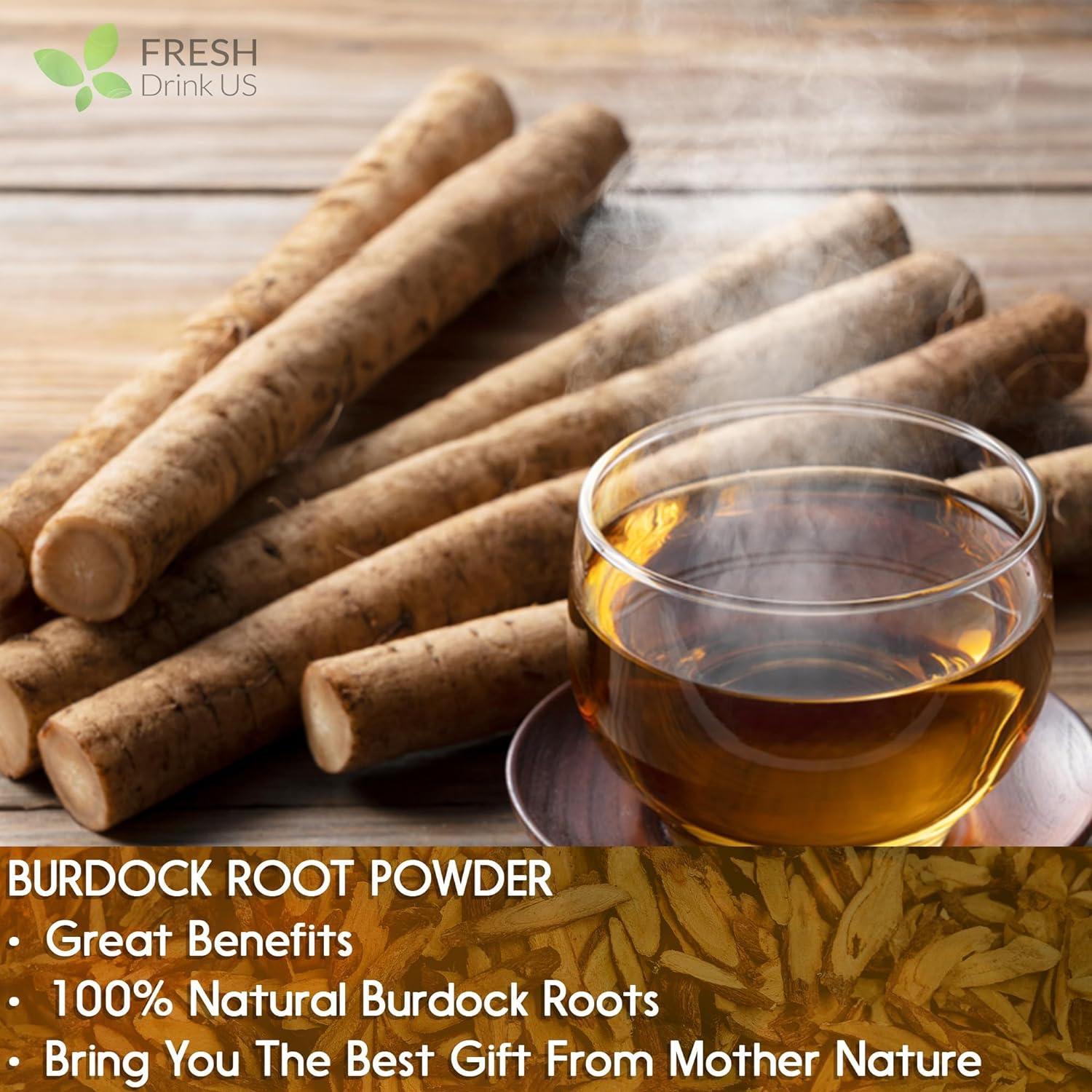 Burdock Root Powder, Burdock Root Extract, 100% Natural & Pure from Burdock Root, Burdock Root Herbal Tea, No Additives, No Caffeine, Vegan by FreshDrinkUS - Natural and Premium Herbal Tea