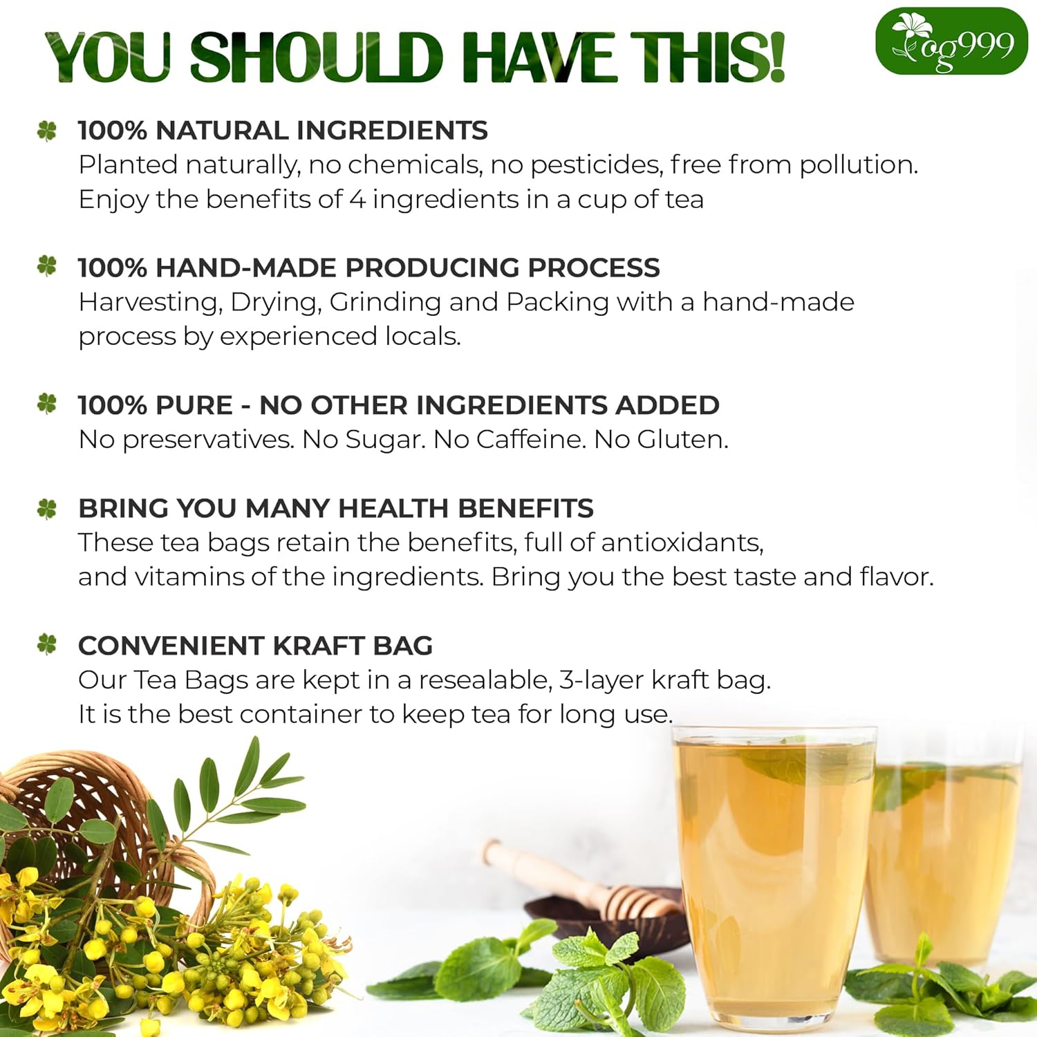 Premium Senna Peppermint Tea Bags. Relieves Constipation Natural Tea by FreshDrinkUS - Natural and Premium Herbal Tea