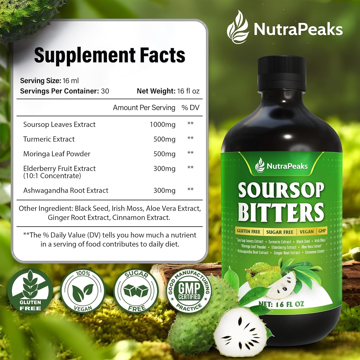 Soursop Bitters Liquid – Herbal Detox Formula with Soursop, Turmeric, Moringa & Black Seed by FreshDrinkUS - Natural and Premium Herbal Tea