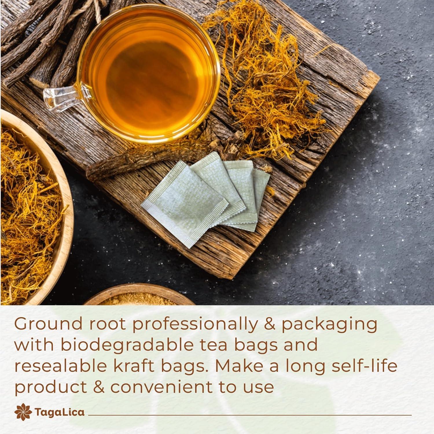 Premium Licorice Root Tea Bags, 100% Natural, Pure Licorice Root, Eco-Conscious Tea Bags, Licorice Root Herbal Tea, Licorice Root Tea. No Sugar, No Caffeine, No Gluten, Vegan by FreshDrinkUS - Natural and Premium Herbal Tea