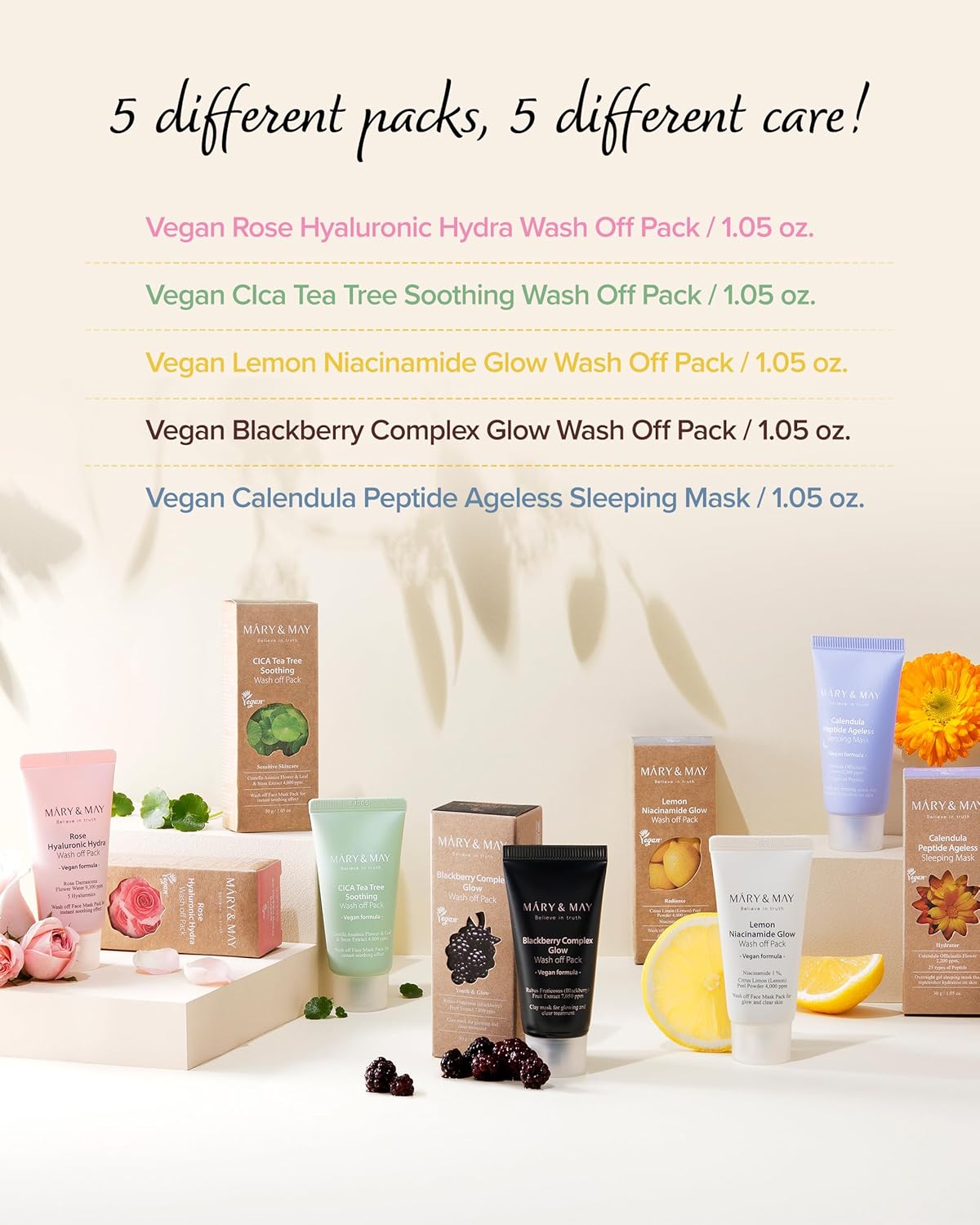 Mary & May Vegan Wash Off Mask Mini Gift Set by AsiaBeautyMall