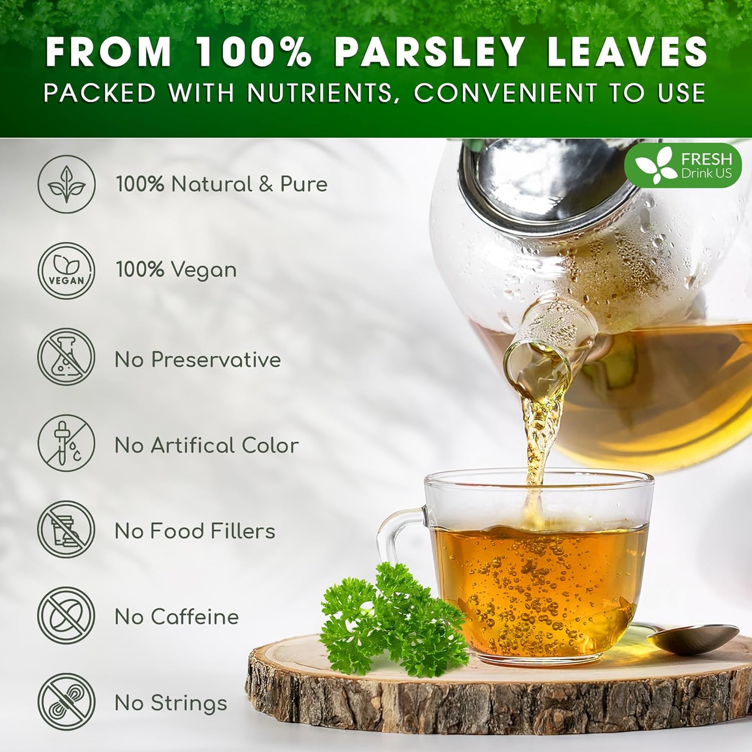Premium Parsley Leaf Tea Bags, 100% Natural & Pure from Parsley Leaves. by FreshDrinkUS - Natural and Premium Herbal Tea