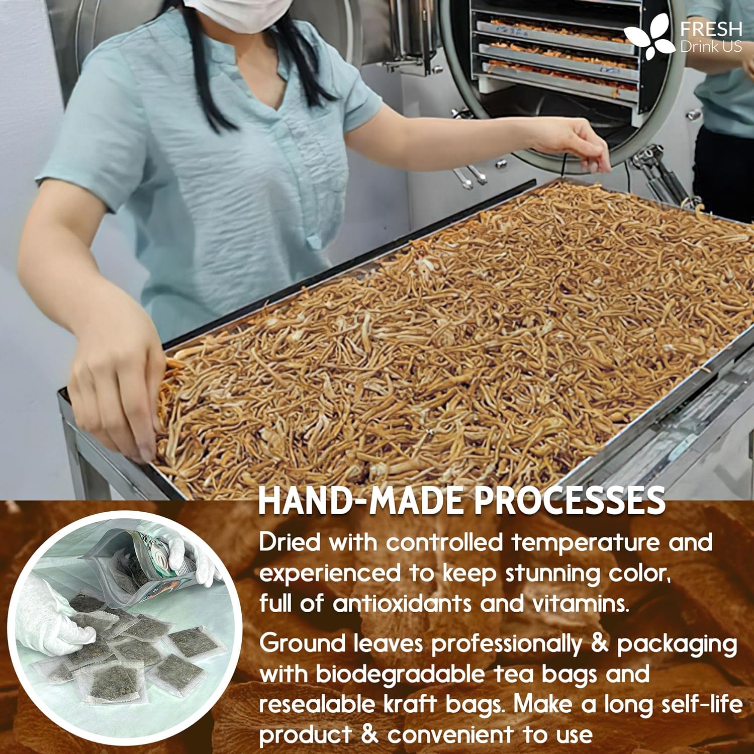Burdock Root Tea Bags, 100% Natural & Pure from Burdock Root. Burdock Root Herbal Tea. Burdock Root Tea. No Sugar, No Caffeine, No Gluten, Vegan. by FreshDrinkUS - Natural and Premium Herbal Tea
