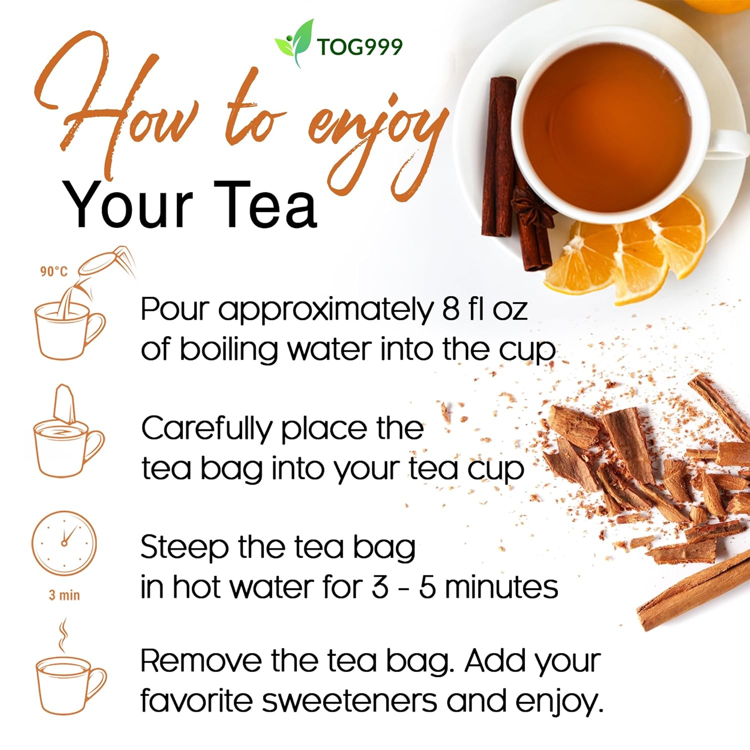 Pure Cinnamon Tea, 100% Natural & Pure Cinnamon. Cinnamon Herbal Tea. Cinnamon Stick Herbal Spice Tea. No Sugar, No Caffeine, No Gluten, Vegan. by FreshDrinkUS - Natural and Premium Herbal Tea