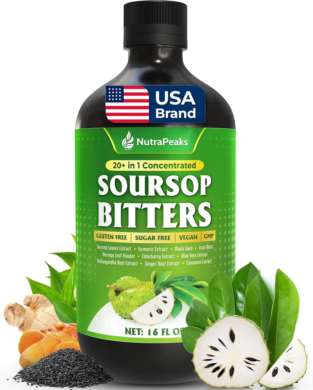Soursop Bitters Liquid – Herbal Detox Formula with Soursop, Turmeric, Moringa & Black Seed by FreshDrinkUS - Natural and Premium Herbal Tea