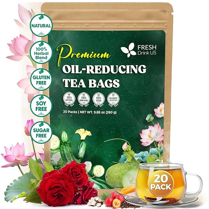 Oil Reducing Tea, Oil Cleansing for Liver, 10 Herbal Ingredients, Traditional Recipe Tea for Liver, 100% Natural, Easy Brewing, Steep Repeatedly (Tea Bags/ Tea Packs) by FreshDrinkUS - Natural and Premium Herbal Tea