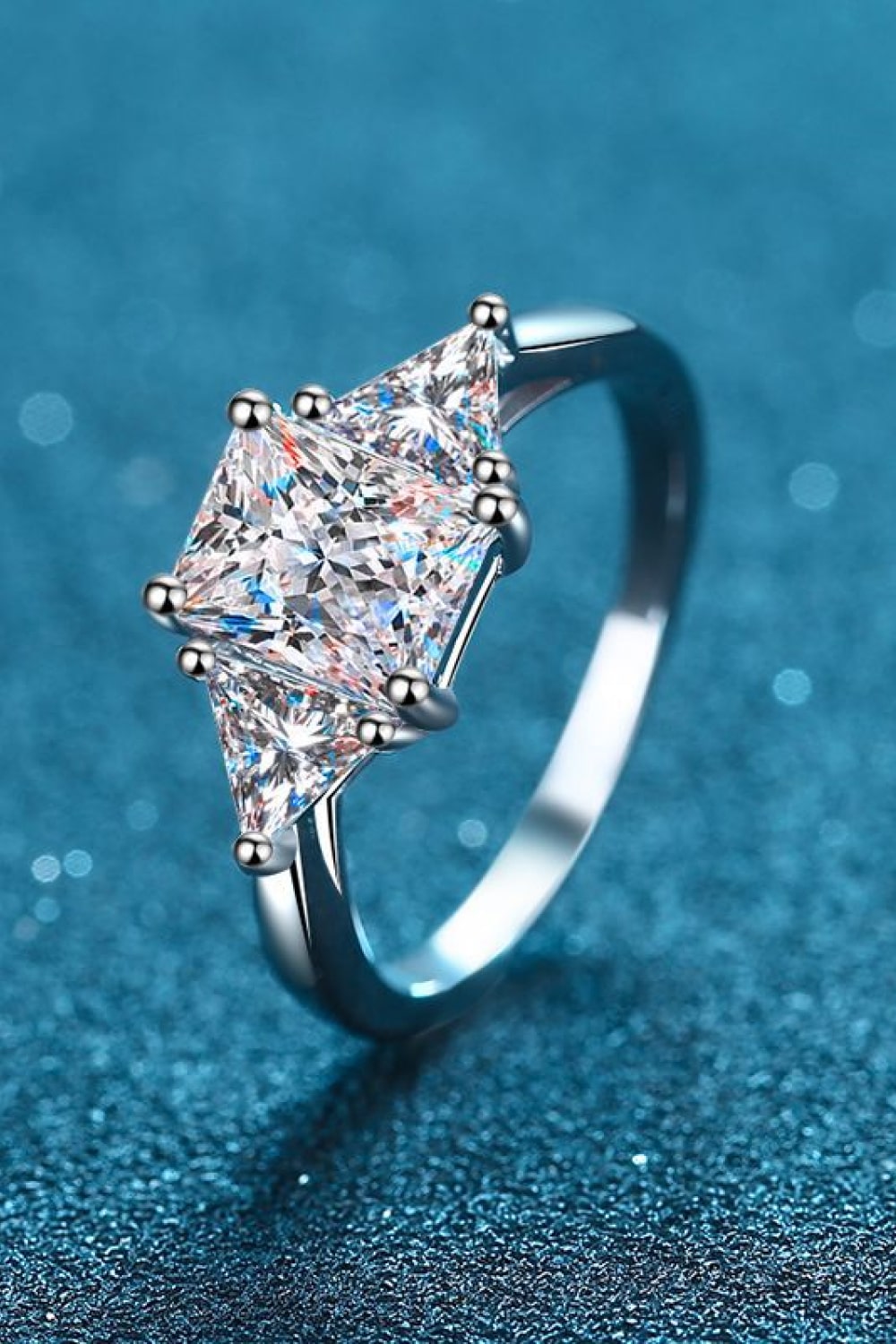 3 Carat Radiant-Cut Sparkala™ 925 Sterling Silver Rhodium-Plated Ring by Sparkala