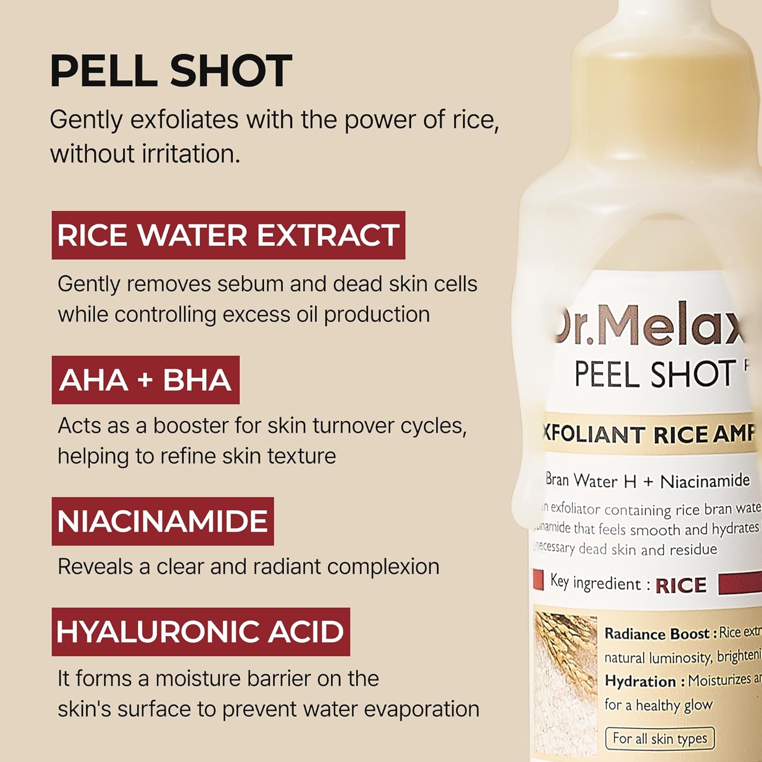 Dr. Melaxin Peel Shot Exfoliant Rice Ampoule by AsiaBeautyMall