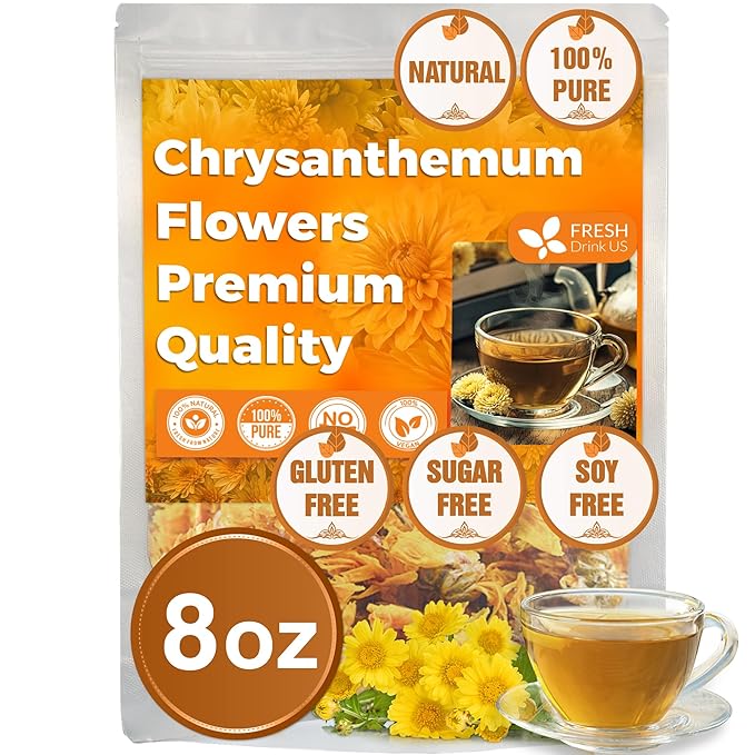 Premium Chrysanthemum Flowers, Chrysanthemum Herbal Tea, No Additives, No Caffeine, Vegan by FreshDrinkUS - Natural and Premium Herbal Tea