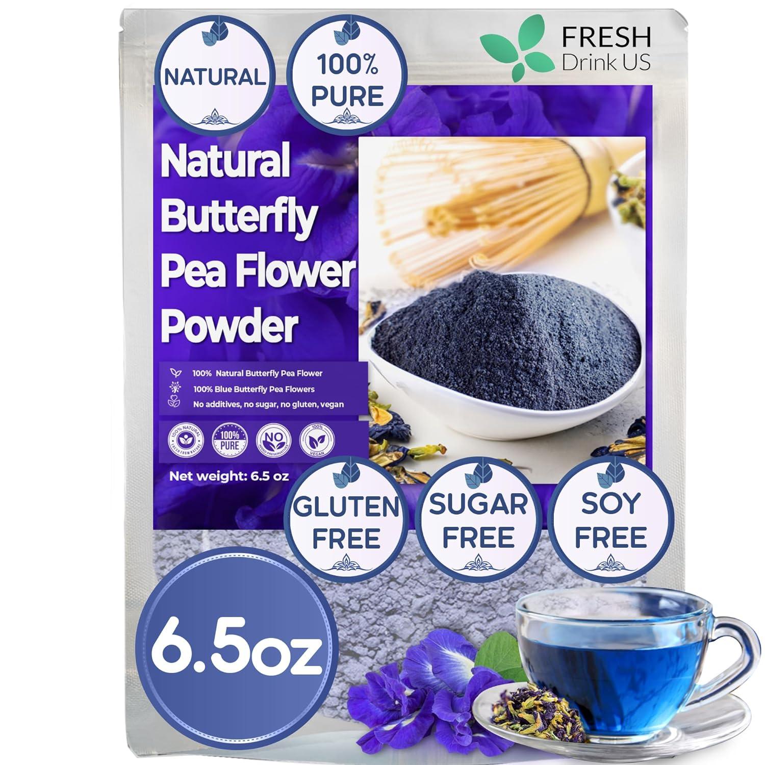 Premium Butterfly Pea Flowers, Tea Bags, 100% Natural and Pure from Butterfly Pea Flowers, Hand-made, Made With Natural Materials-Corn Fiber Tea Bag, Sugar/Caffeine/Gluten Free by FreshDrinkUS - Natural and Premium Herbal Tea