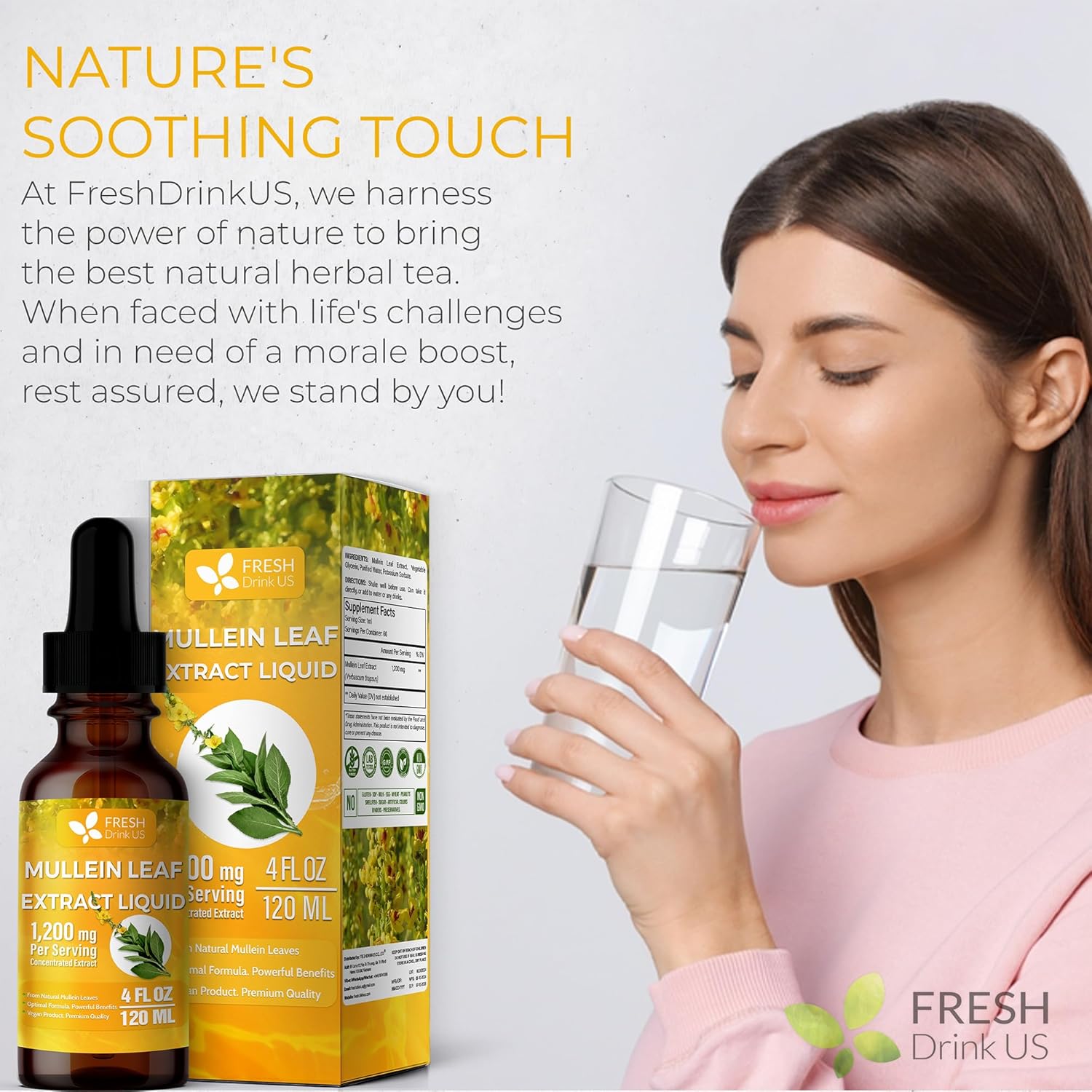Mullein Drops for Lungs Cleanse Support, Mullein Extract Liquid – 100% from Natural Mullein Leaves, Non-GMO, Gluten-Free by FreshDrinkUS - Natural and Premium Herbal Tea
