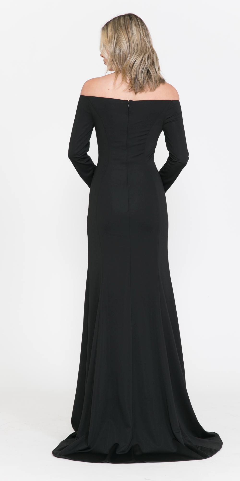 CLEARANCE - Poly USA | Ed Young 8378 Off-Shoulder Long Dress with Long Sleeves (Size M) by DiscountDressShop