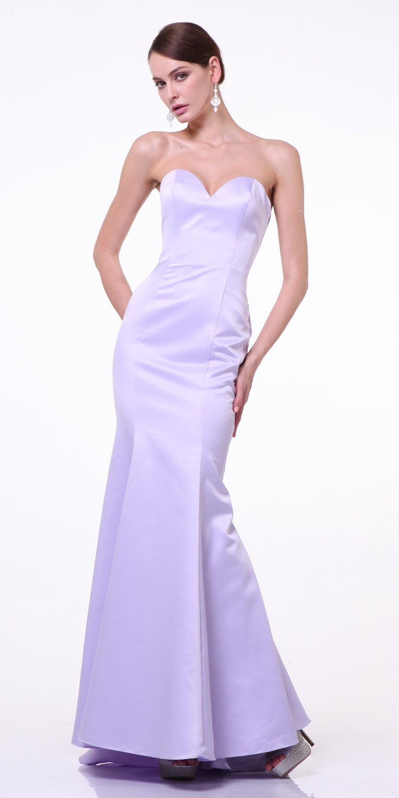 Cinderella Divine 8792 Strapless Sweetheart Neckline Mermaid Satin Gown by DiscountDressShop