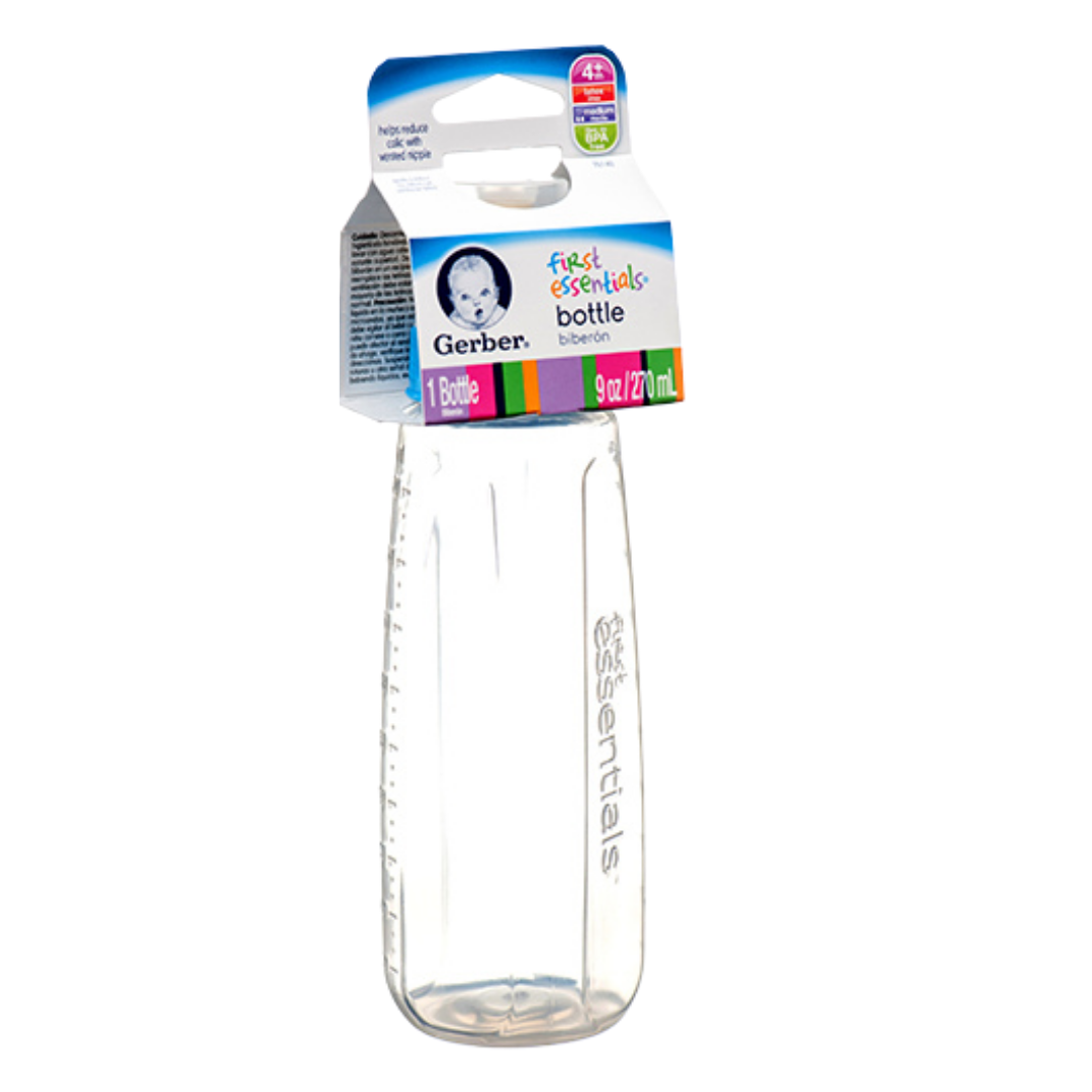 Gerber First Essentials Clear Baby Bottle with Vented Nipple (9oz) by Farmacias Savia