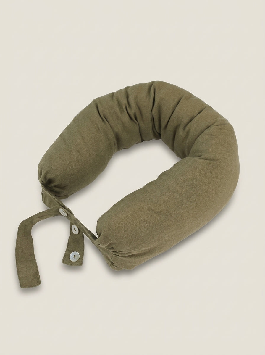 Linen Adjustable Neck Support Travel Pillow by LINTICO