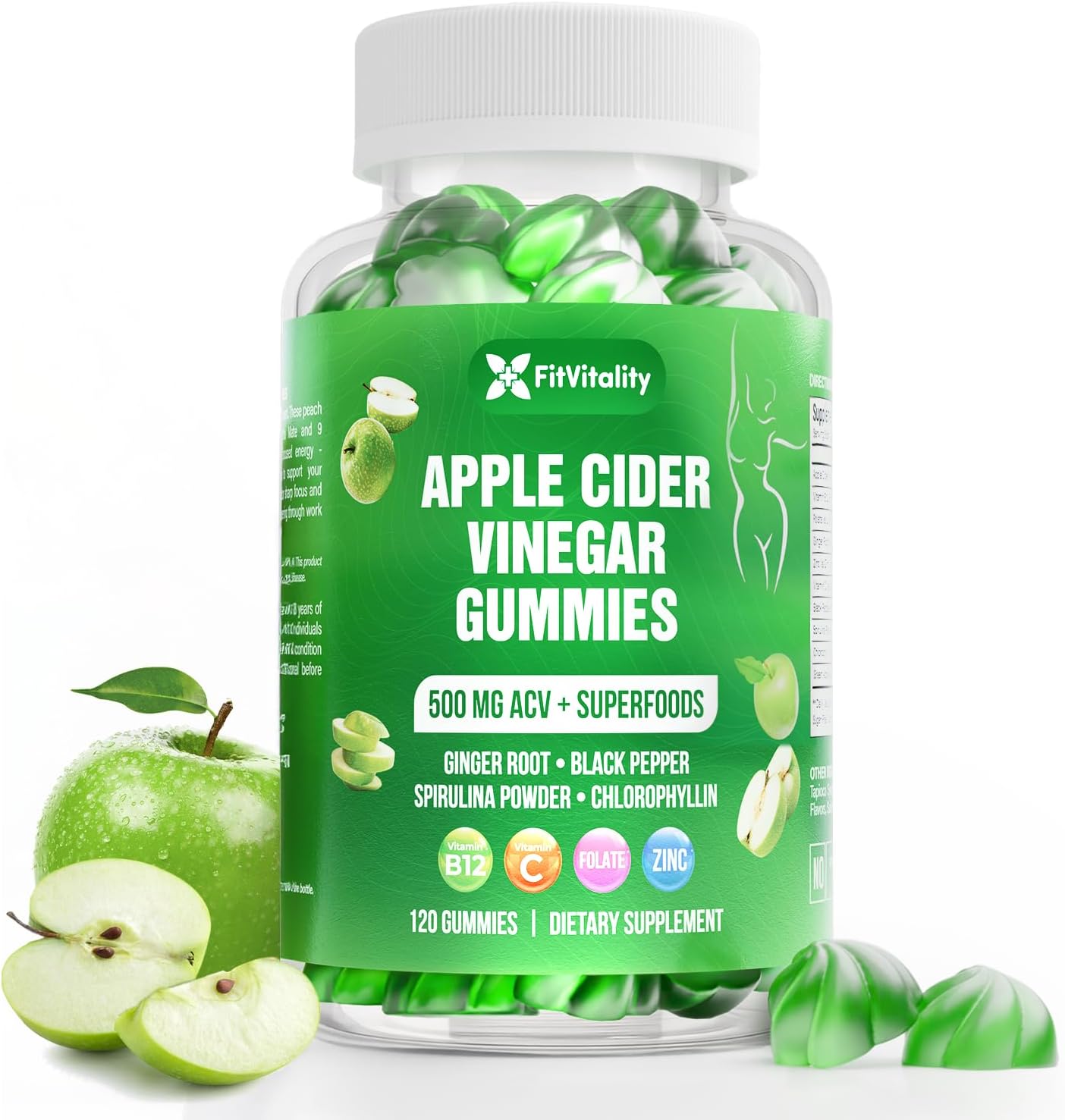 Premium Apple Cider Vinegar (ACV) Gummies, Formulated with Vitamin B12, Zinc, Ginger & Vitamin C by FreshDrinkUS - Natural and Premium Herbal Tea