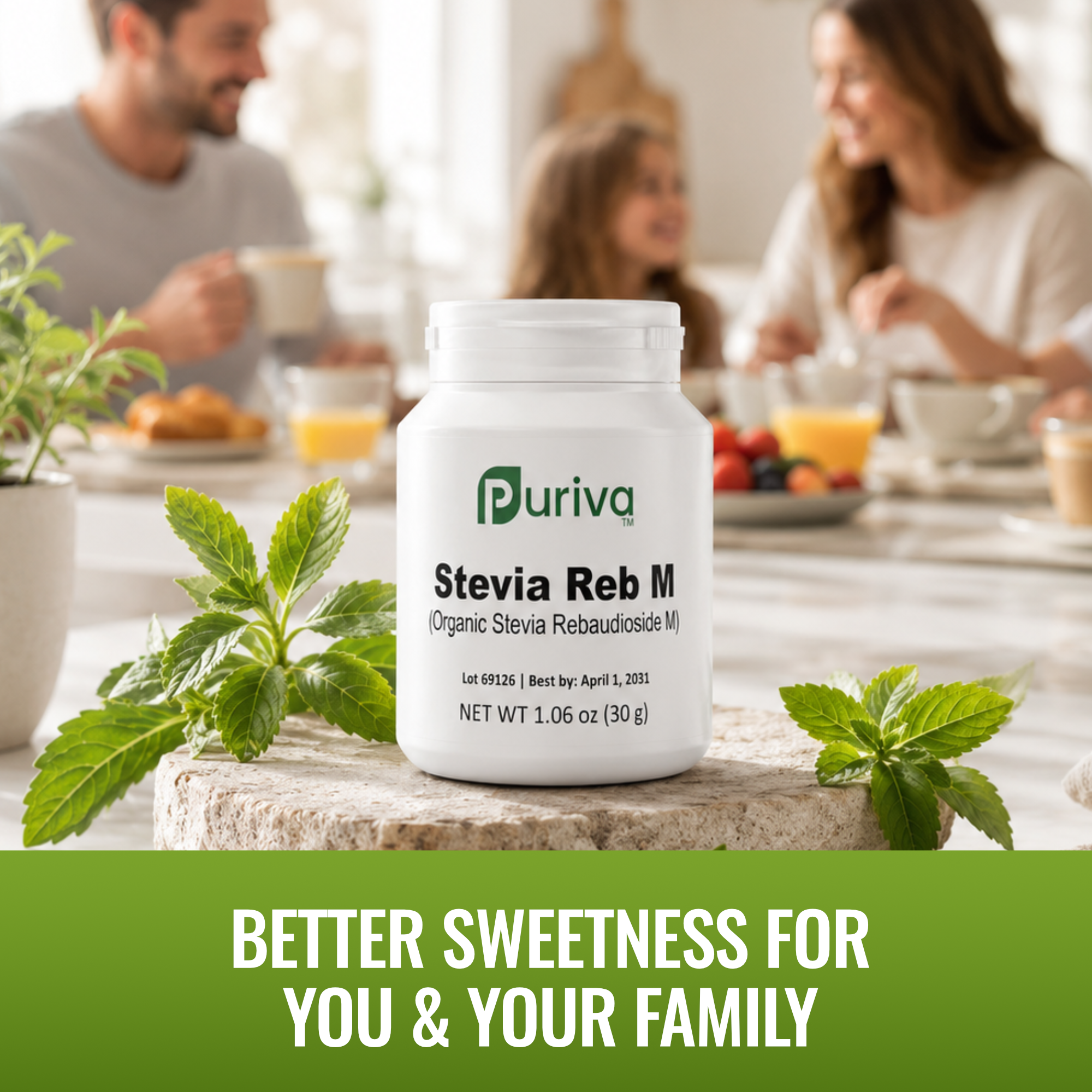 Stevia Reb M powder, (Reb-M | Rebaudioside M), 60 grams | 2,000 servings, Puriva Nutrition by Puriva Nutrition