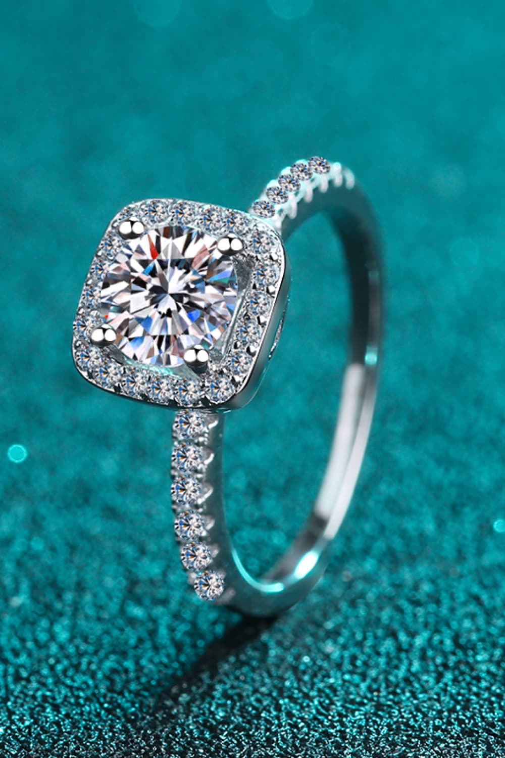 2 Carat Sparkala™ Square Halo Ring (Rhodium Over Pure Sterling Silver) by Sparkala