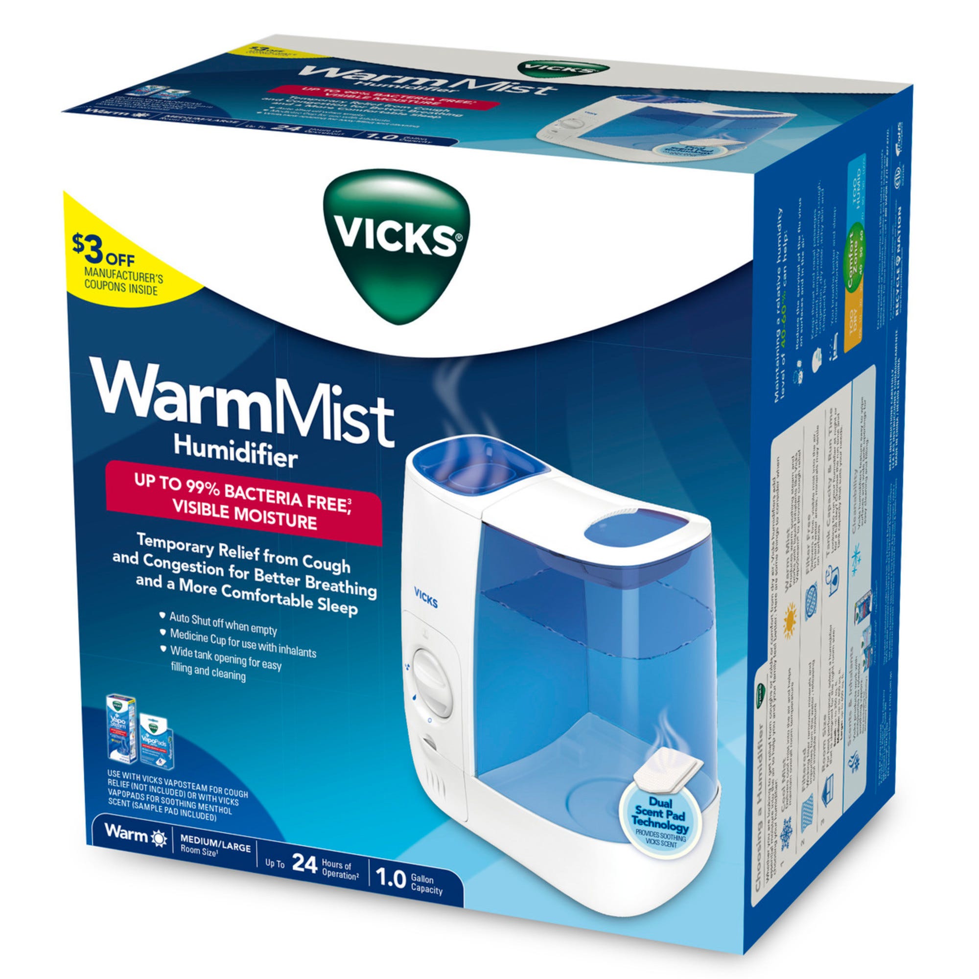 Vicks Humidifier Warm Mist 1 Gallon by Pasteur Pharmacy
