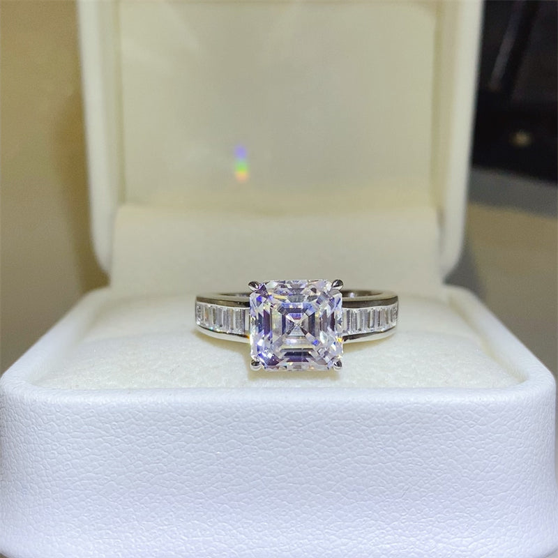 3 Carat Asscher Cut Sparkala™ Pure Sterling Silver Square Shape Ring by Sparkala