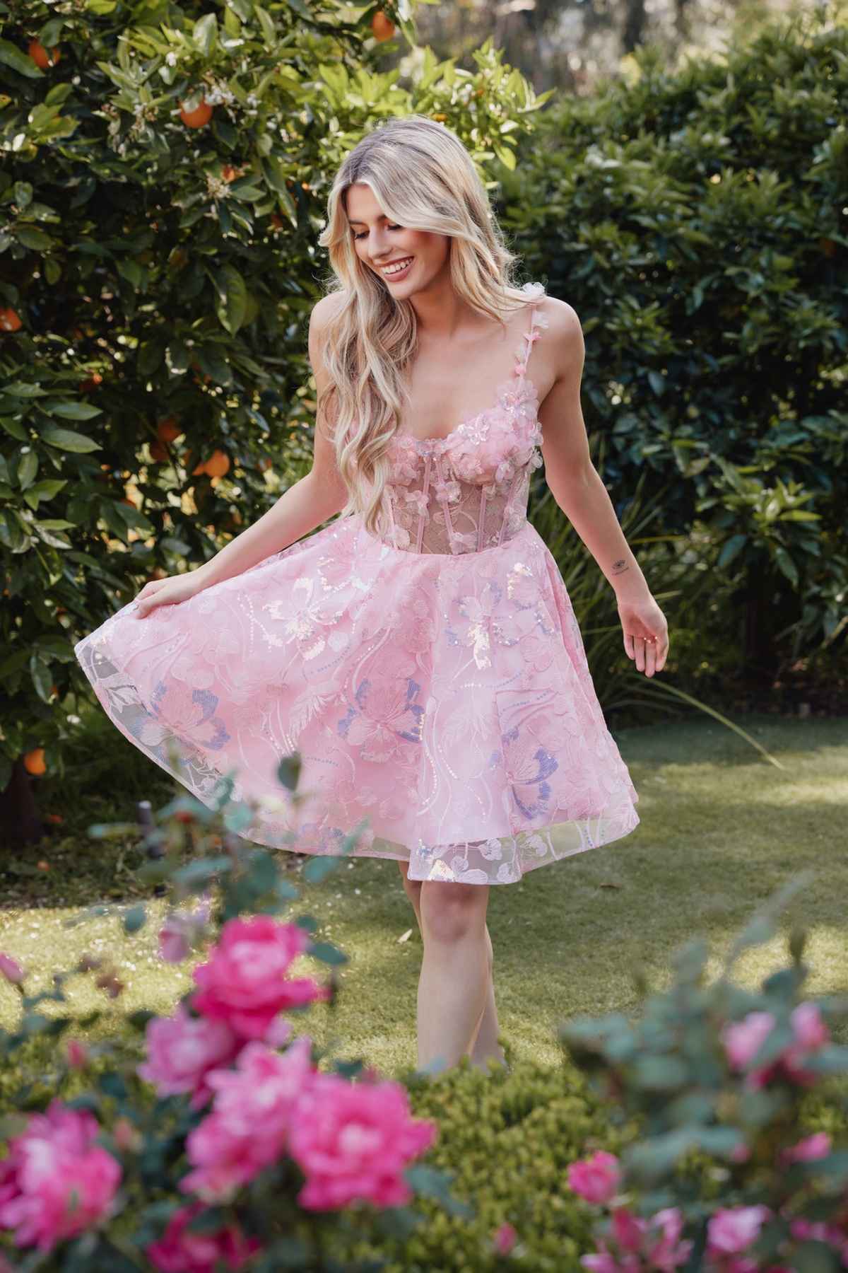 Juliet JT917A Dress Embroidered Lace with Corset Bodice Cocktail Dress by DiscountDressShop